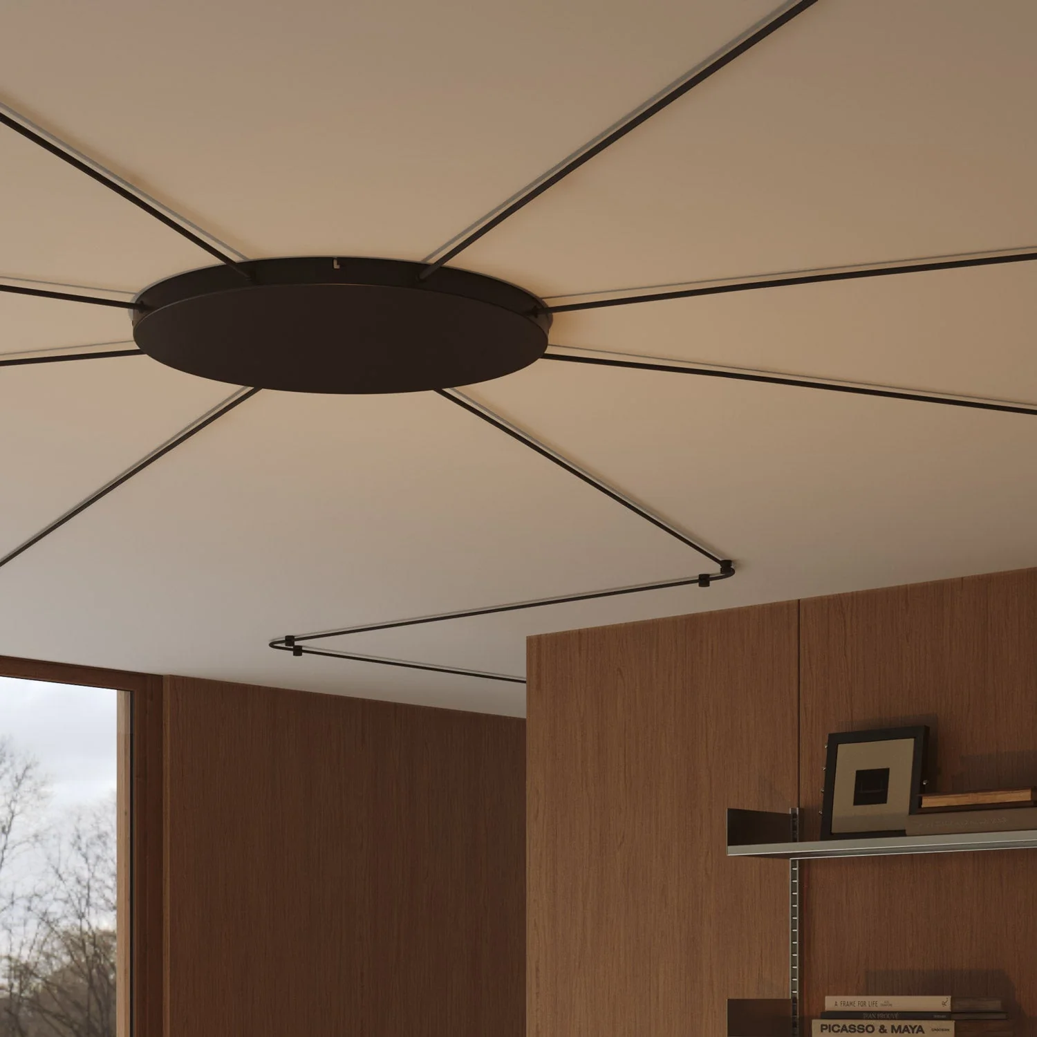 Pavillon rond en aluminium Ø 50 cm avec équerre et Câble de mise à la terre, avec 8 trous latéraux - Noir - Image 3