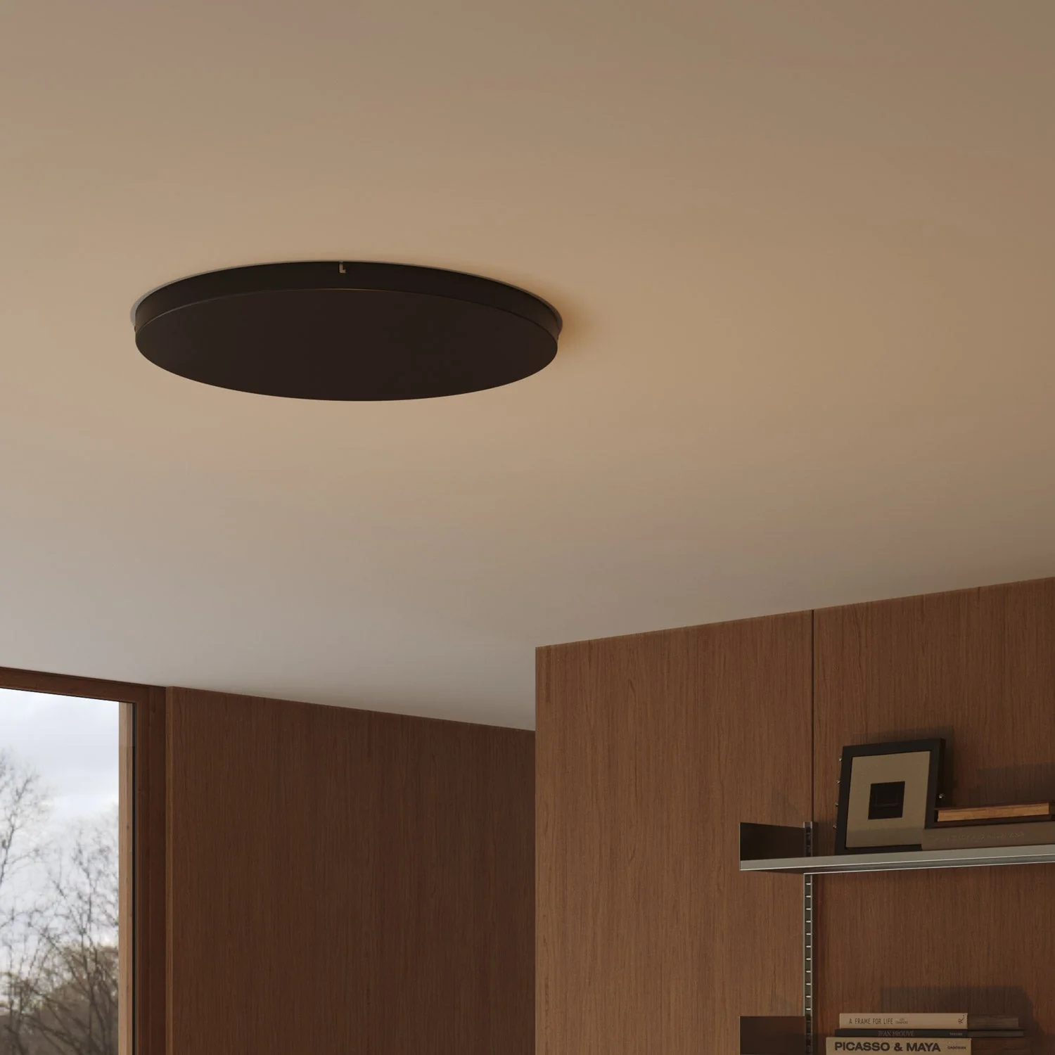 Pavillon rond en aluminium Ø 50 cm avec étrier et câble de mise à la terre, sans trous - Noir - Image 3