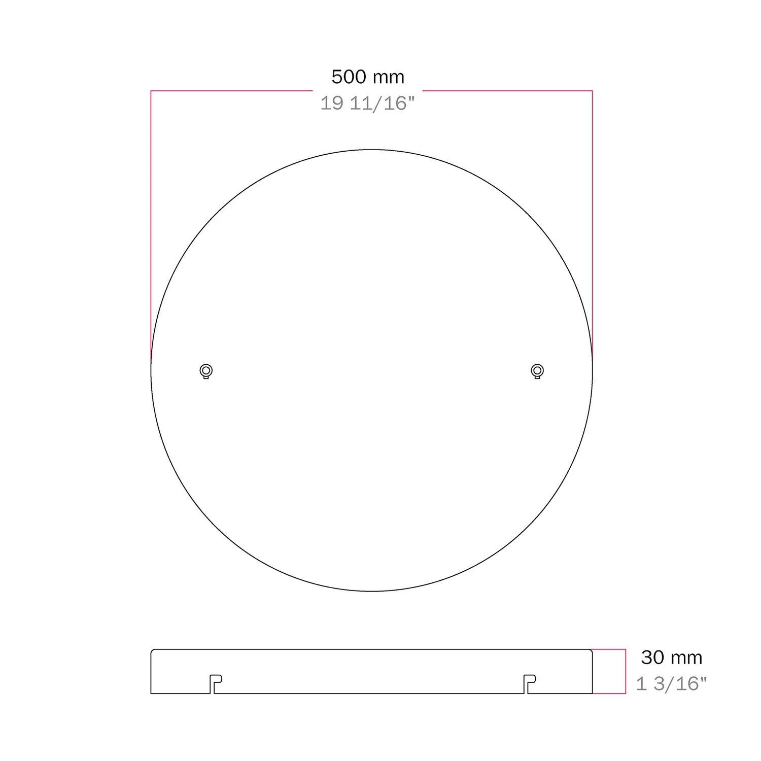 Pavillon rond en aluminium Ø 50 cm avec étrier et câble de mise à la terre, avec 2 trous frontaux - Blanc Mat - Image 5