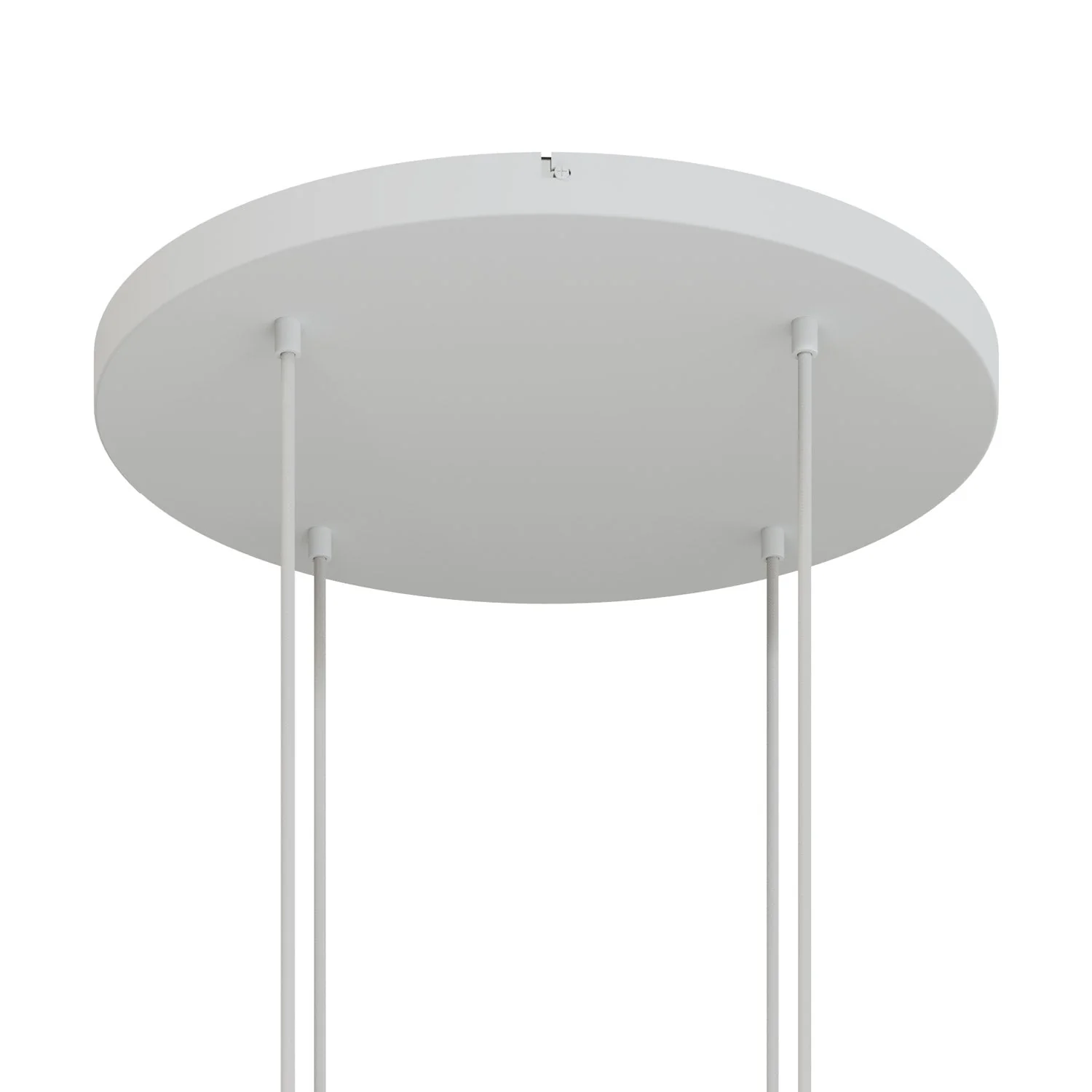 Pavillon rond en aluminium Ø 50 cm avec étrier et câble de mise à la terre, avec 4 trous frontaux - Blanc Mat