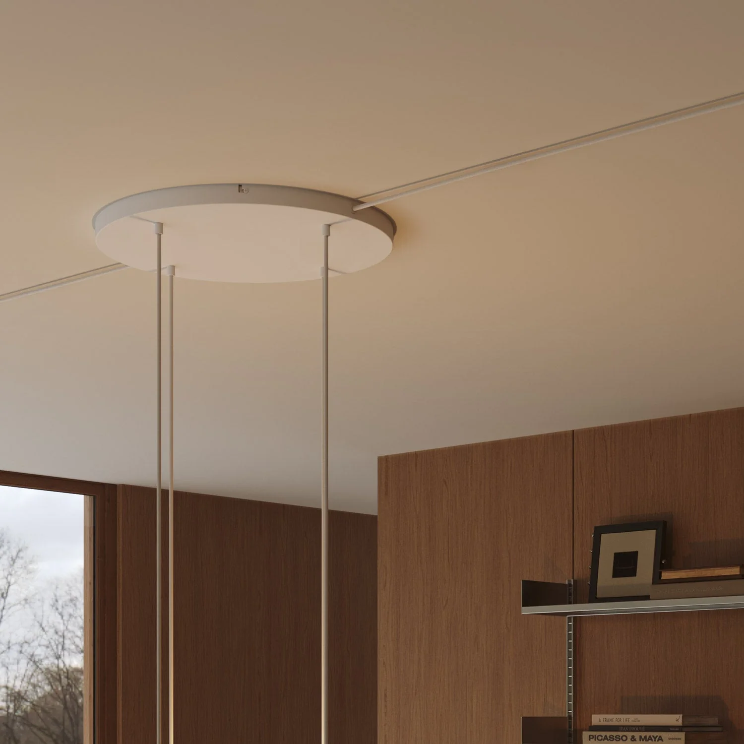 Pavillon rond en aluminium Ø 50 cm avec étrier et câble de mise à la terre, avec 4 trous frontaux - Blanc Mat - Image 13