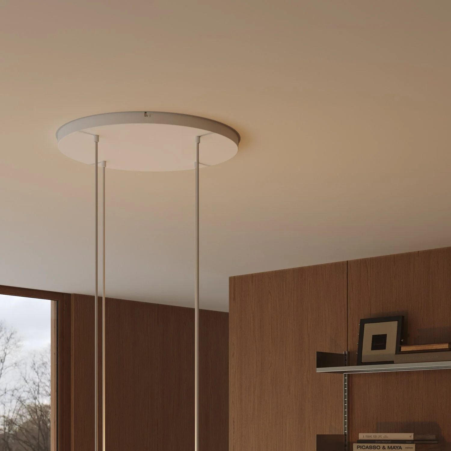 Pavillon rond en aluminium Ø 50 cm avec étrier et câble de mise à la terre, avec 4 trous frontaux - Blanc Mat - Image 3