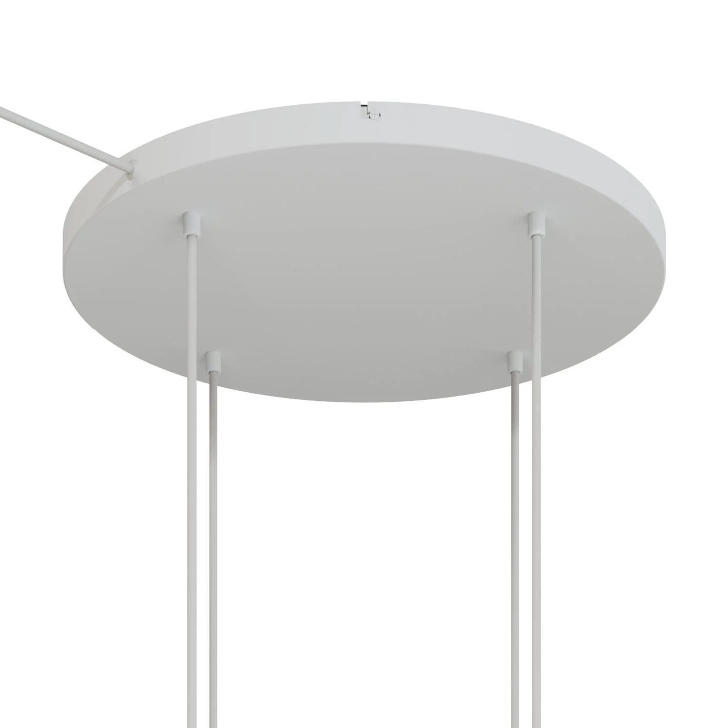 Pavillon rond en aluminium Ø 50 cm avec étrier et câble de mise à la terre, avec 4 trous frontaux - Blanc Mat - Image 6