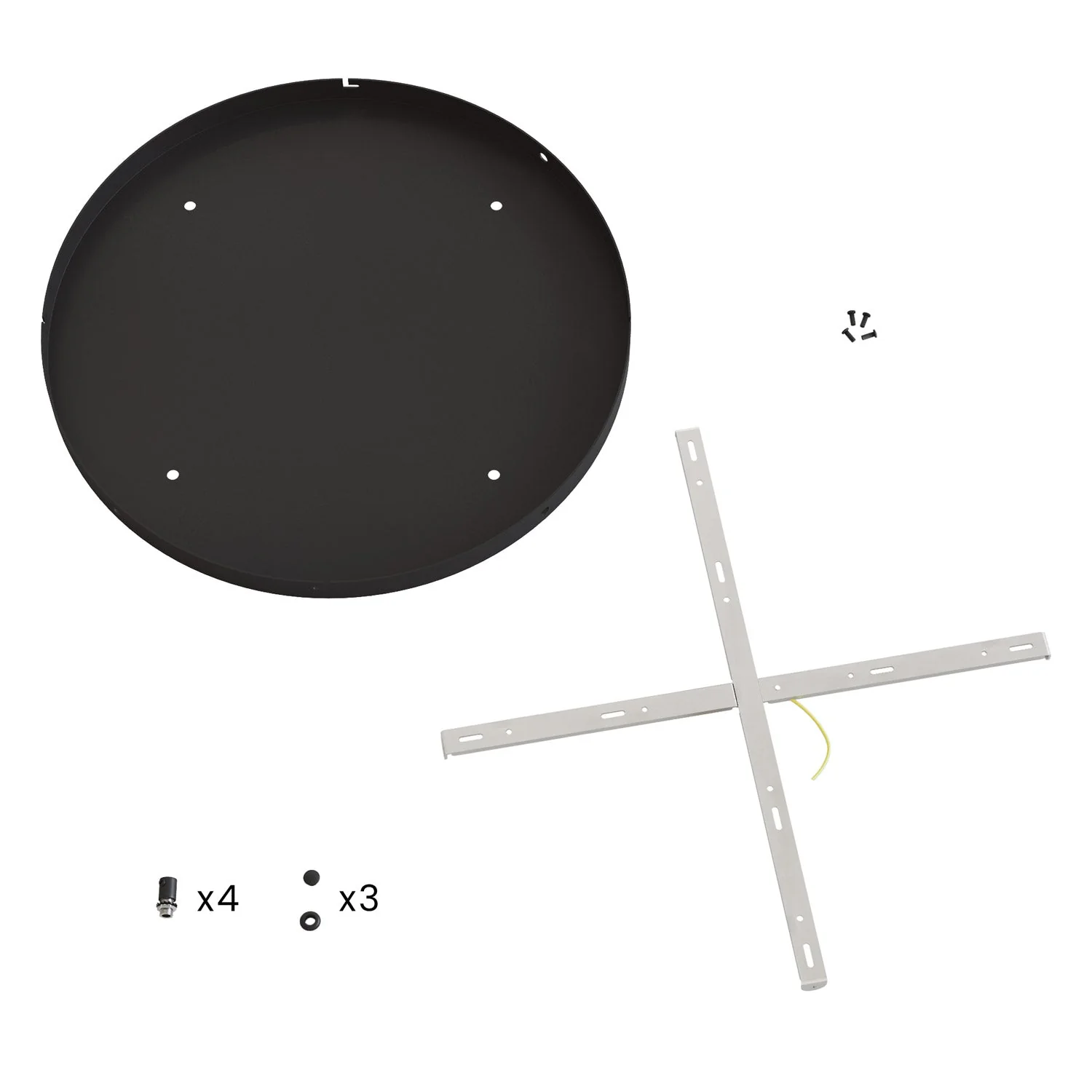 Pavillon rond en aluminium Ø 50 cm avec étrier et câble de mise à la terre, avec 4 trous frontaux - Noir - Image 19