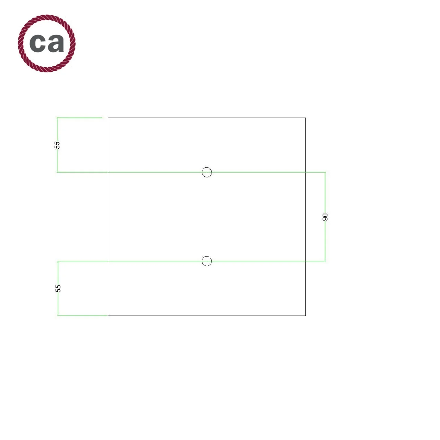 Pavillon Rose-One carré, 200 mm avec 2 trous et 4 trous latéraux - Dibond Laiton satiné - Image 7