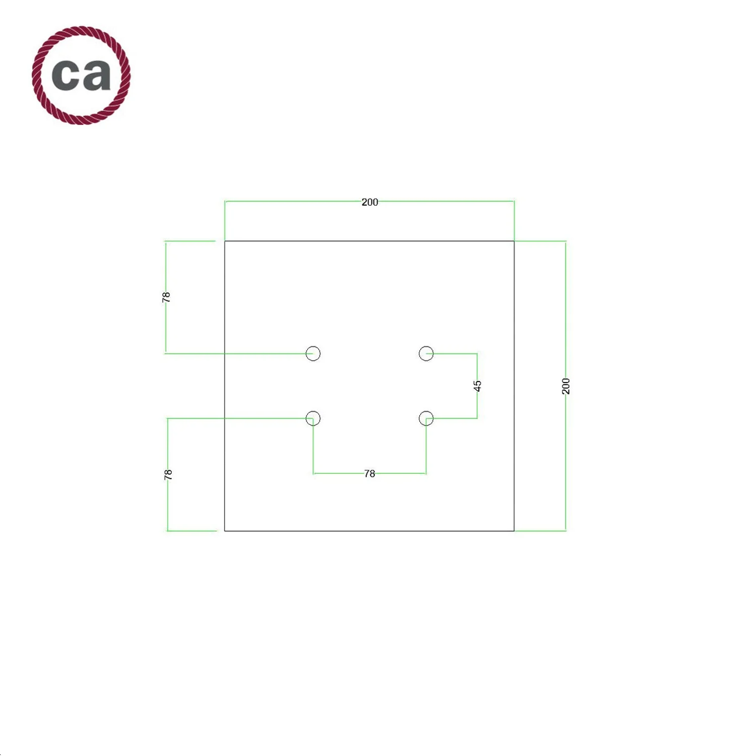 Pavillon Rose-One carré, 200 mm avec 4 trous et 4 trous latéraux - Blanc mat - Image 7
