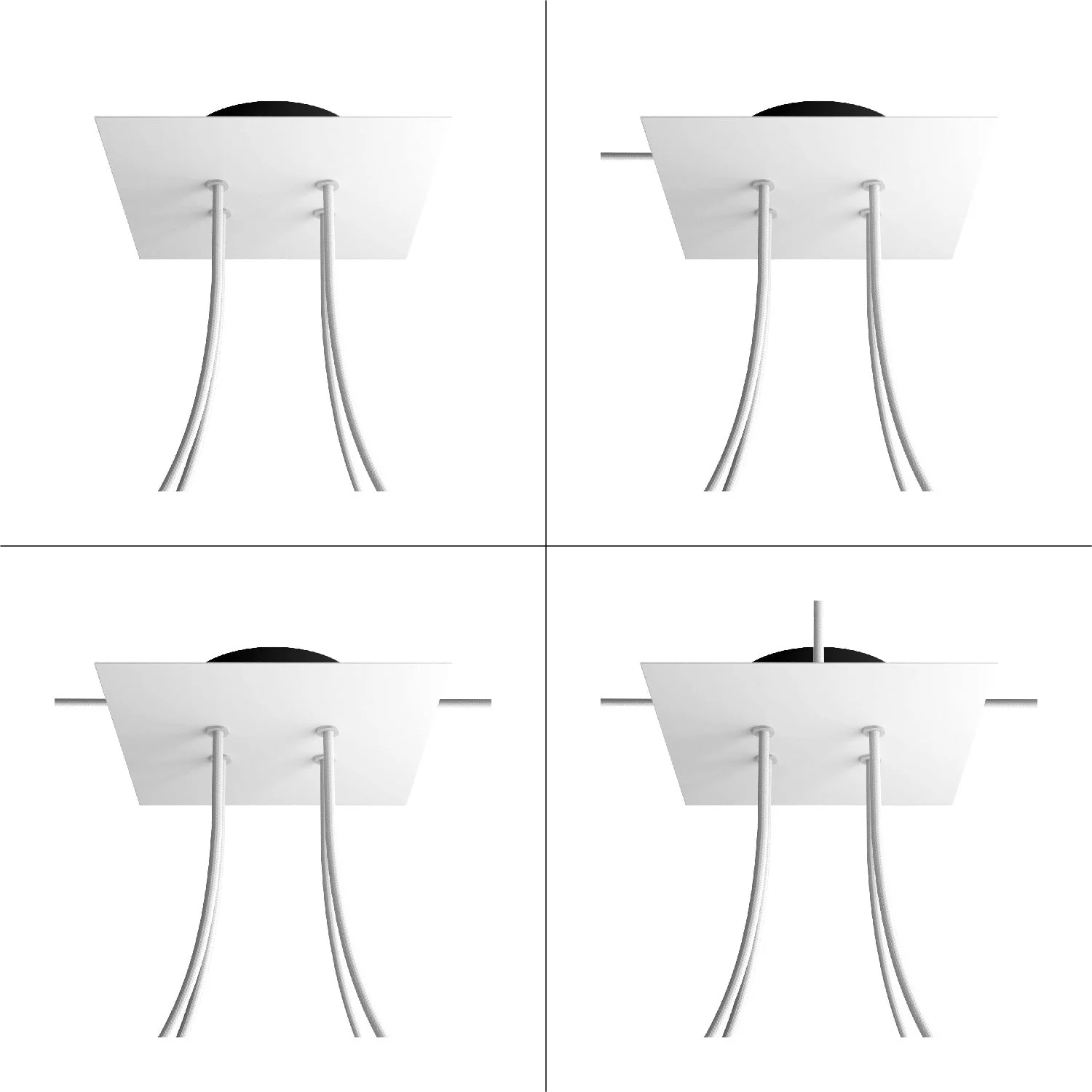 Pavillon Rose-One carré, 200 mm avec 4 trous et 4 trous latéraux - Noir mat - Image 9