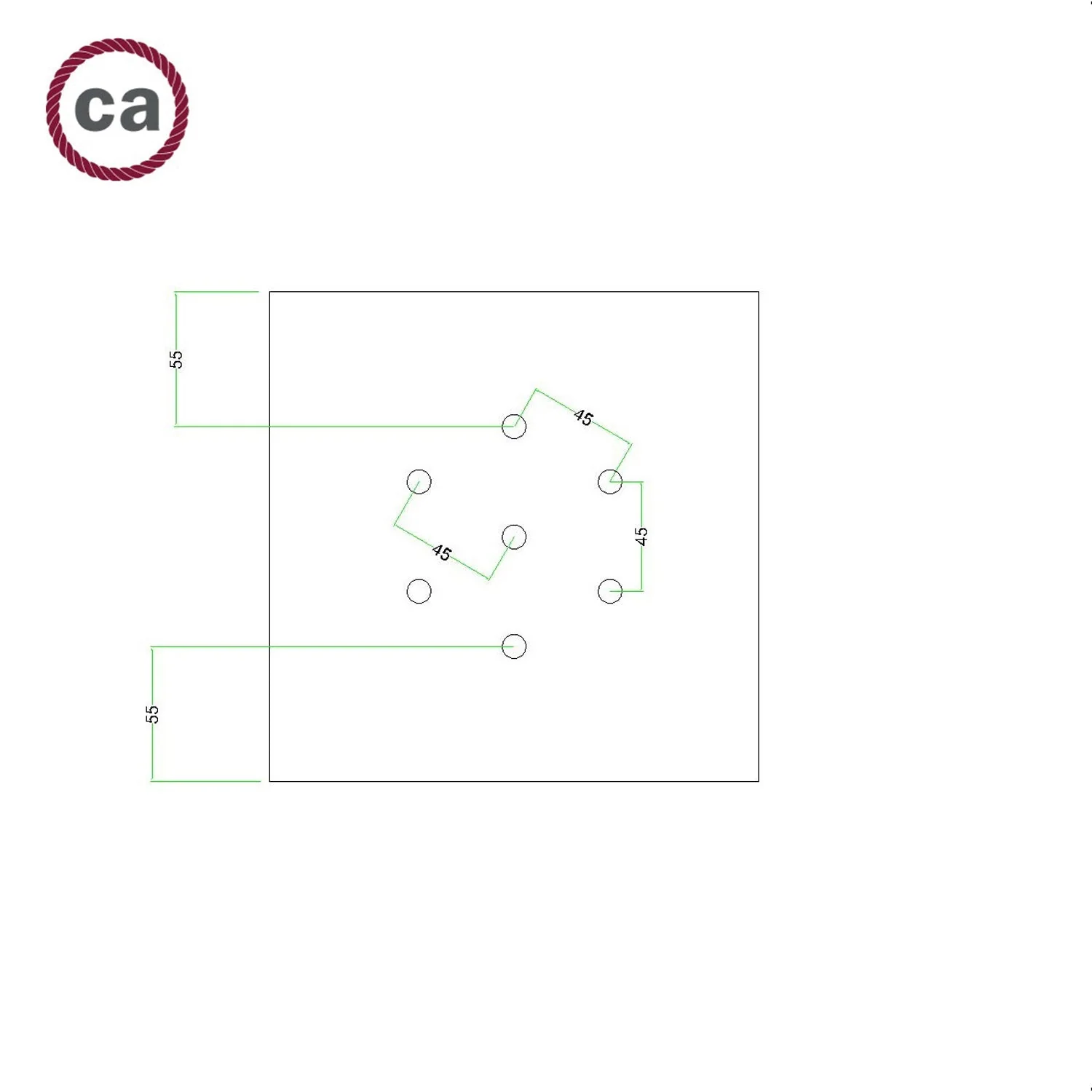 Pavillon Rose-One carré, 200 mm avec 7 trous et 4 trous latéraux - Noir mat - Image 7