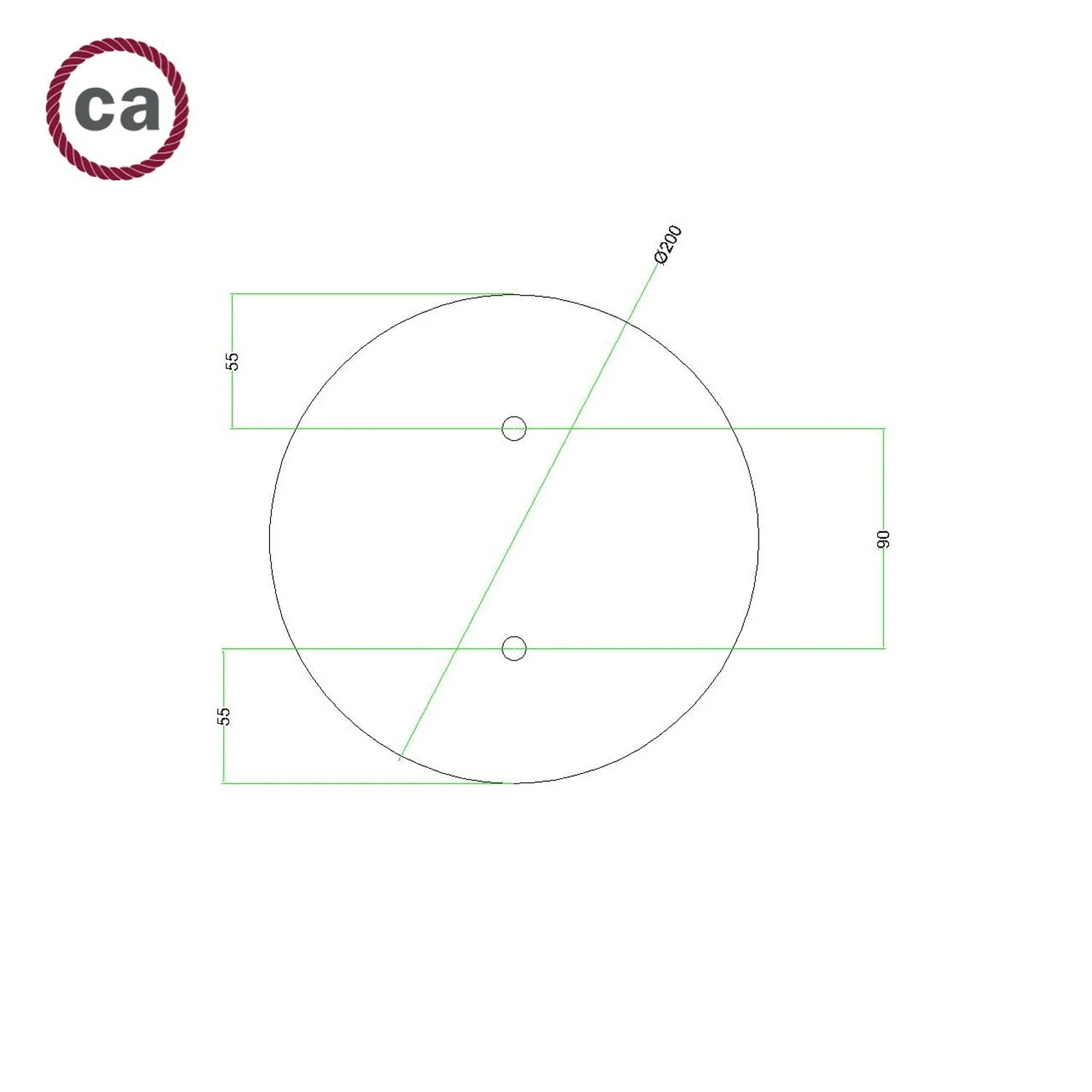 Pavillon Rose-One rond, diamètre 200 mm avec 2 trous et 4 trous latéraux - Dibond Cuivre satiné - Image 7