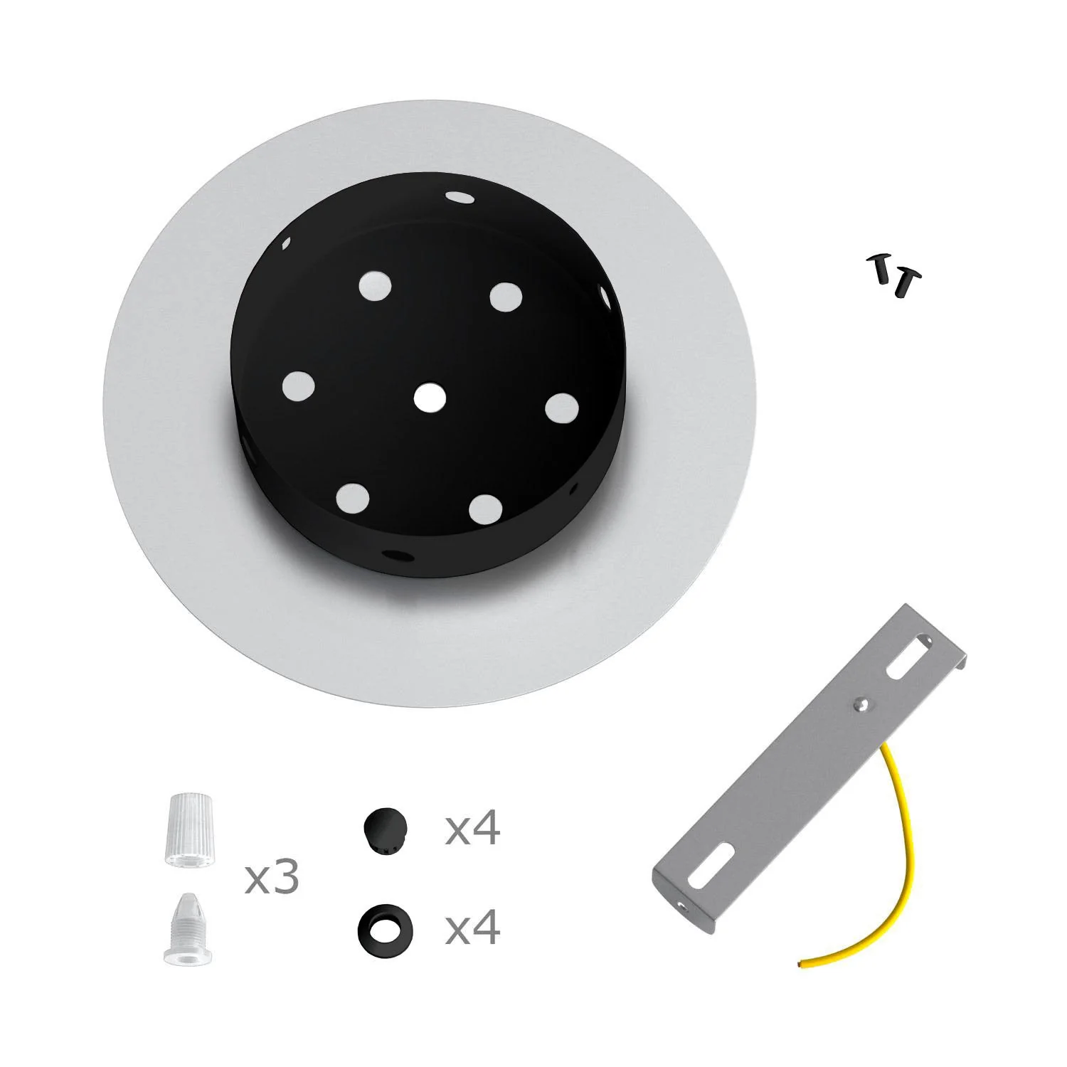 Pavillon Rose-One rond, diamètre 200 mm avec 3 trous en ligne et 4 trous latéraux - Noir mat - Image 10