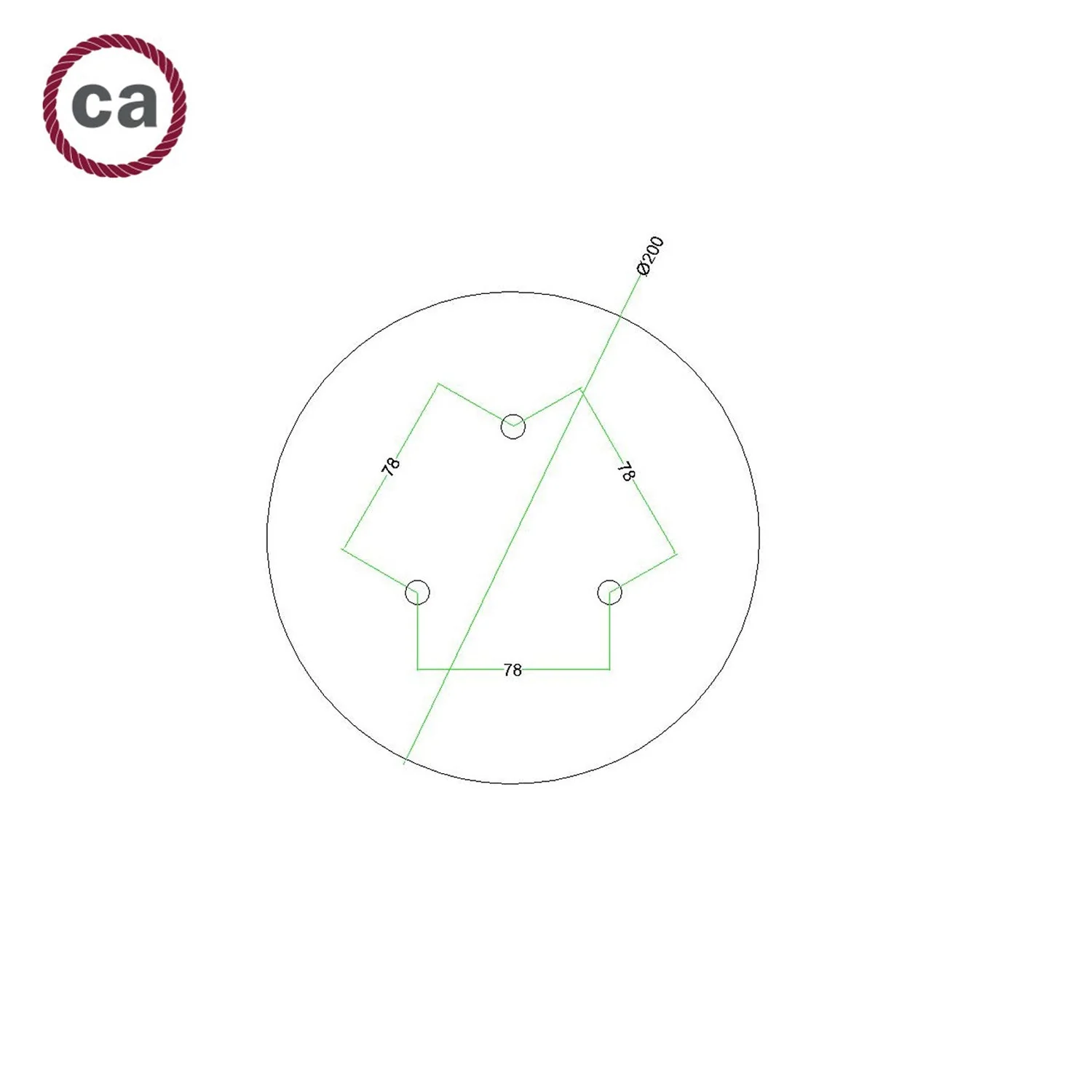 Pavillon Rose-One rond, diamètre 200 mm avec 3 trous et 4 trous latéraux - Vert prairie - Image 7
