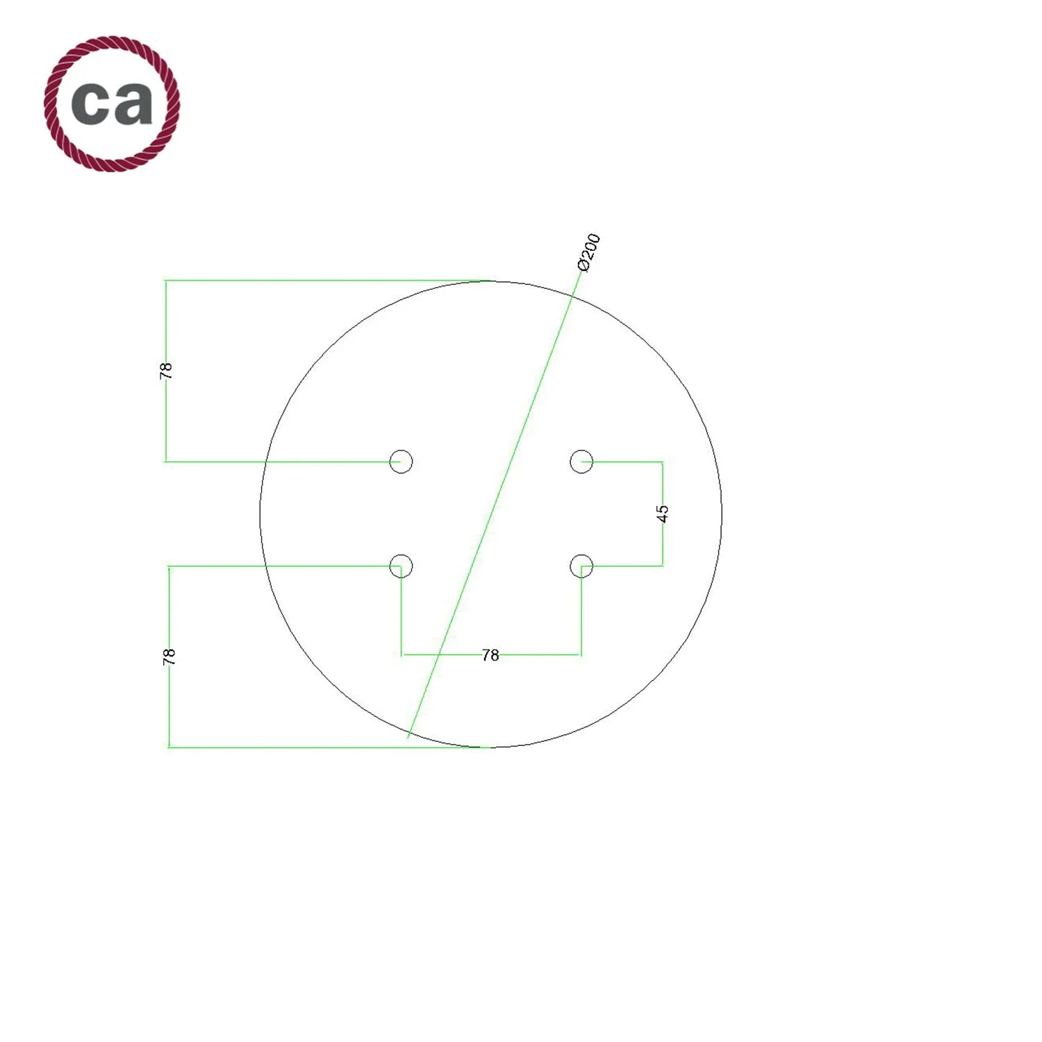 Pavillon Rose-One rond, diamètre 200 mm avec 4 trous et 4 trous latéraux - Noir mat - Image 7