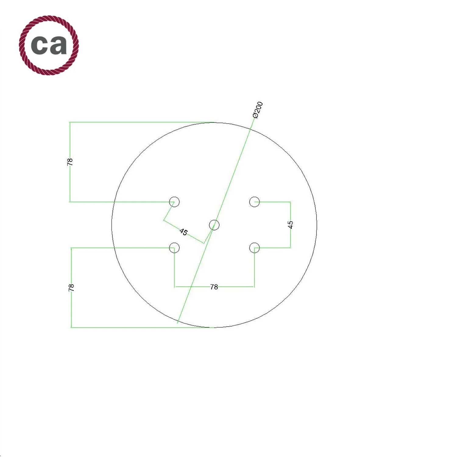 Pavillon Rose-One rond, diamètre 200 mm avec 5 trous et 4 trous latéraux - Dibond Acier satiné - Image 7