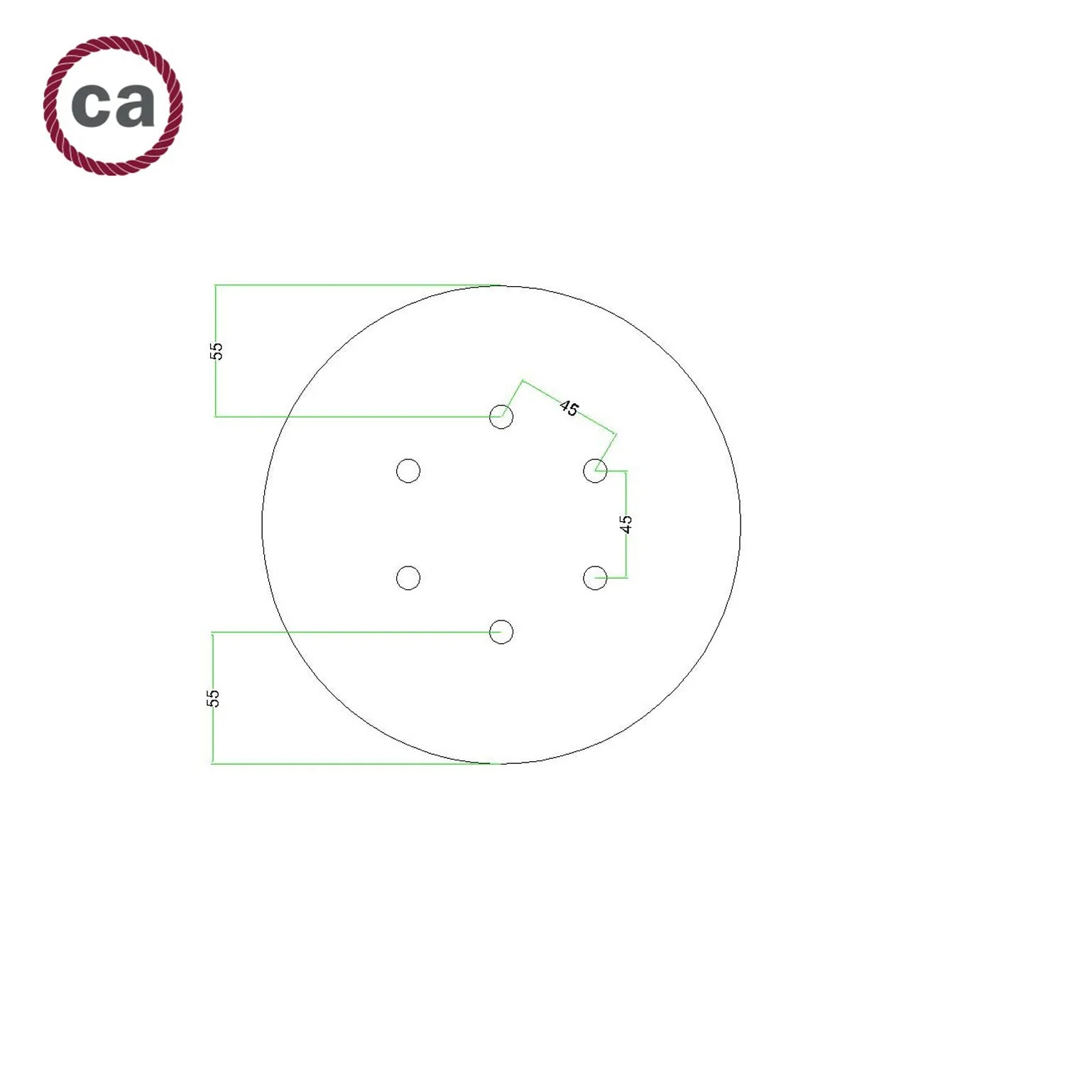 Pavillon Rose-One rond, diamètre 200 mm avec 6 trous et 4 trous latéraux - Vert prairie - Image 7