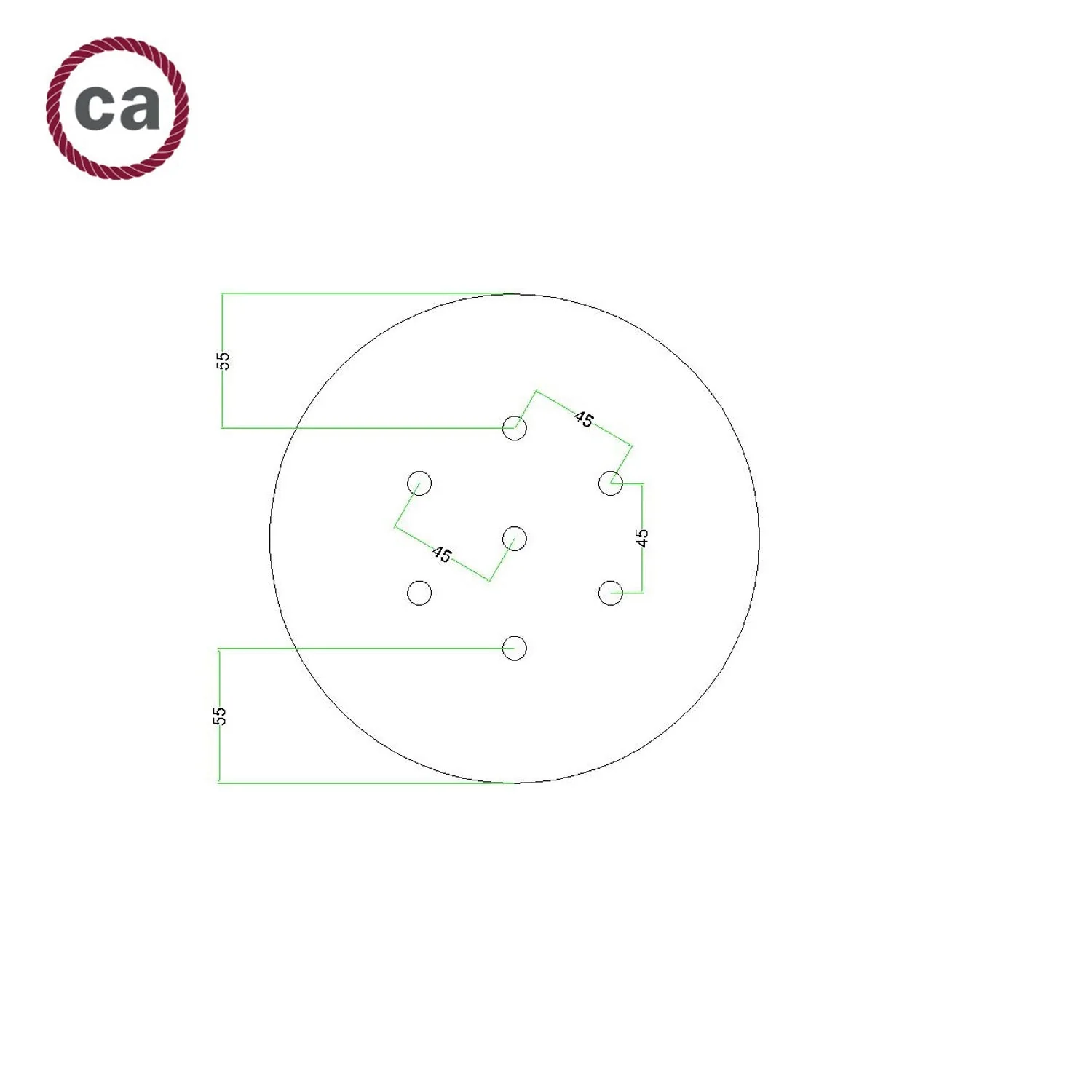 Pavillon Rose-One rond, diamètre 200 mm avec 7 trous et 4 trous latéraux - Vert prairie - Image 7