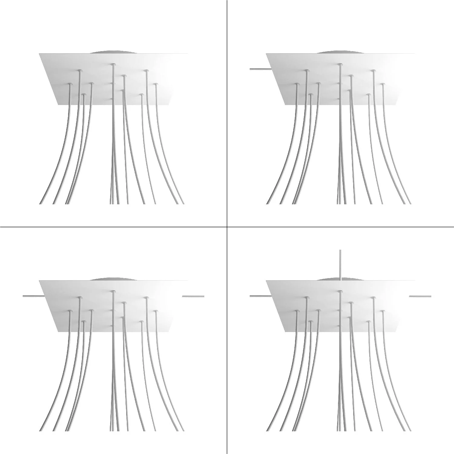 Pavillon XXL Rose-One carré, 400 mm avec 12 trous et 4 trous latéraux - Dibond Acier satiné - Image 4