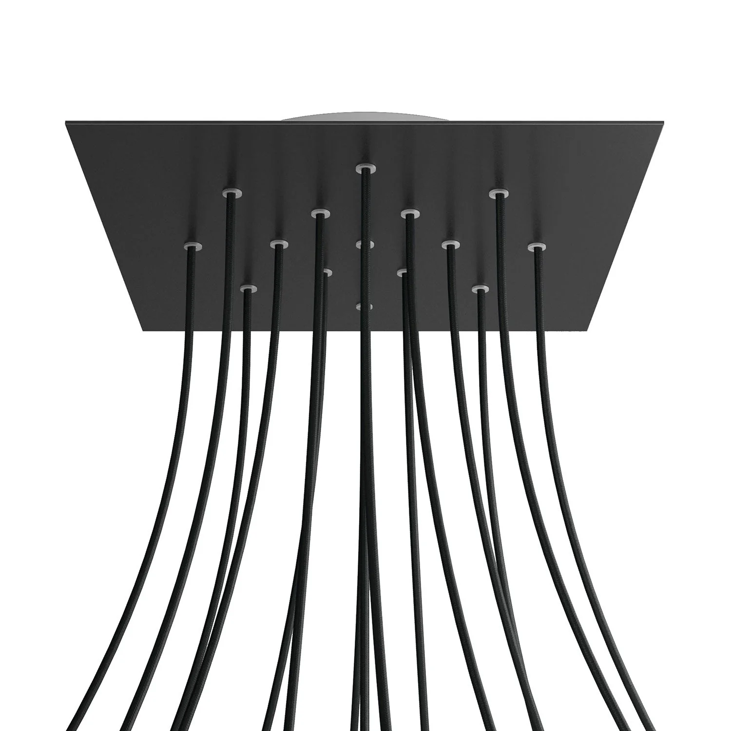 Pavillon XXL Rose-One carré, 400 mm avec 15 trous et 4 trous latéraux - Noir mat
