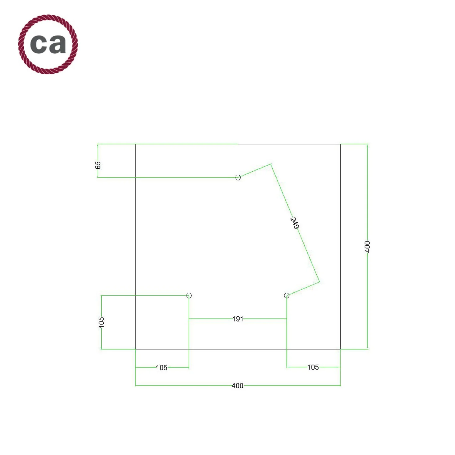 Pavillon XXL Rose-One carré, 400 mm avec 3 trous et 4 trous latéraux - Vert prairie - Image 7