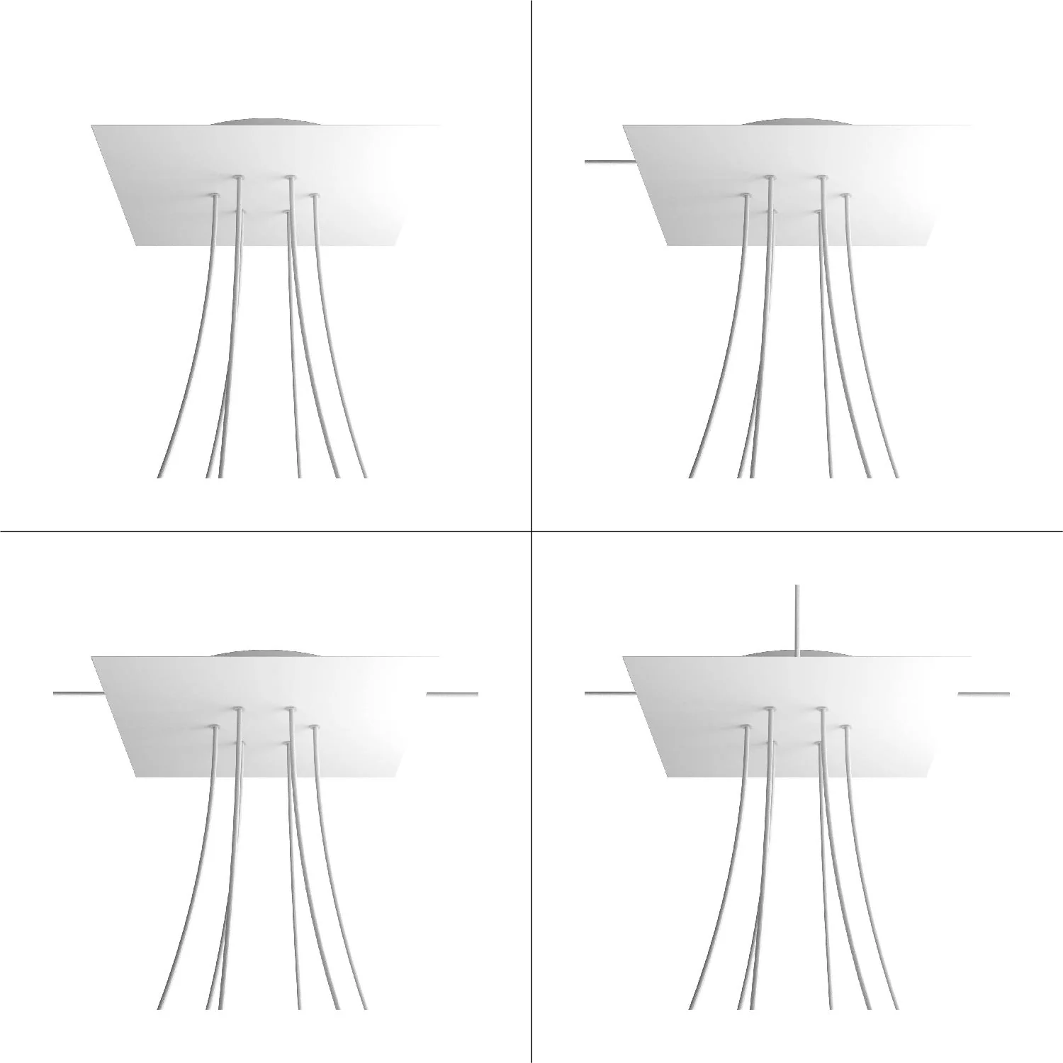 Pavillon XXL Rose-One carré, 400 mm avec 6 trous et 4 trous latéraux - Noir mat - Image 4