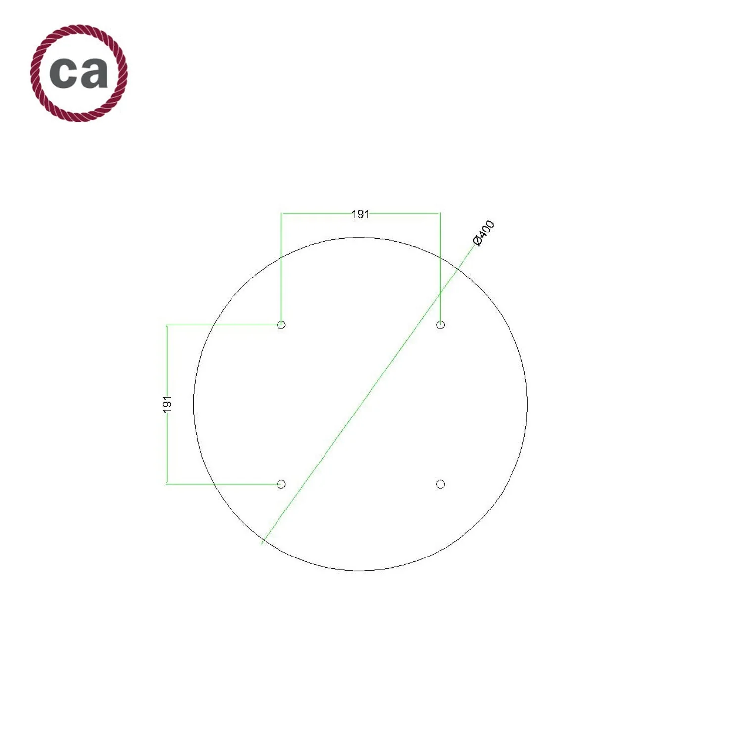 Pavillon XXL Rose-One rond, diamètre 400 mm avec 4 trous et 4 trous latéraux - Dibond acier satiné - Image 7