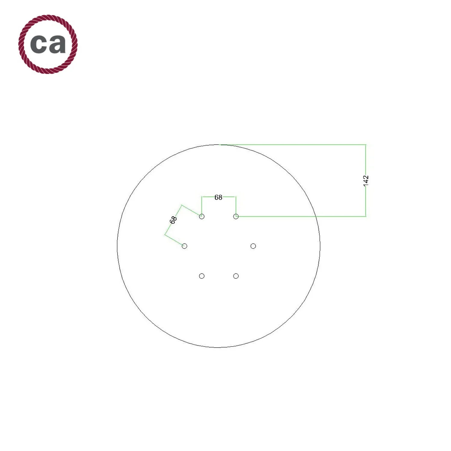 Pavillon XXL Rose-One rond, diamètre 400 mm avec 6 trous et 4 trous latéraux - Blanc mat - Image 7