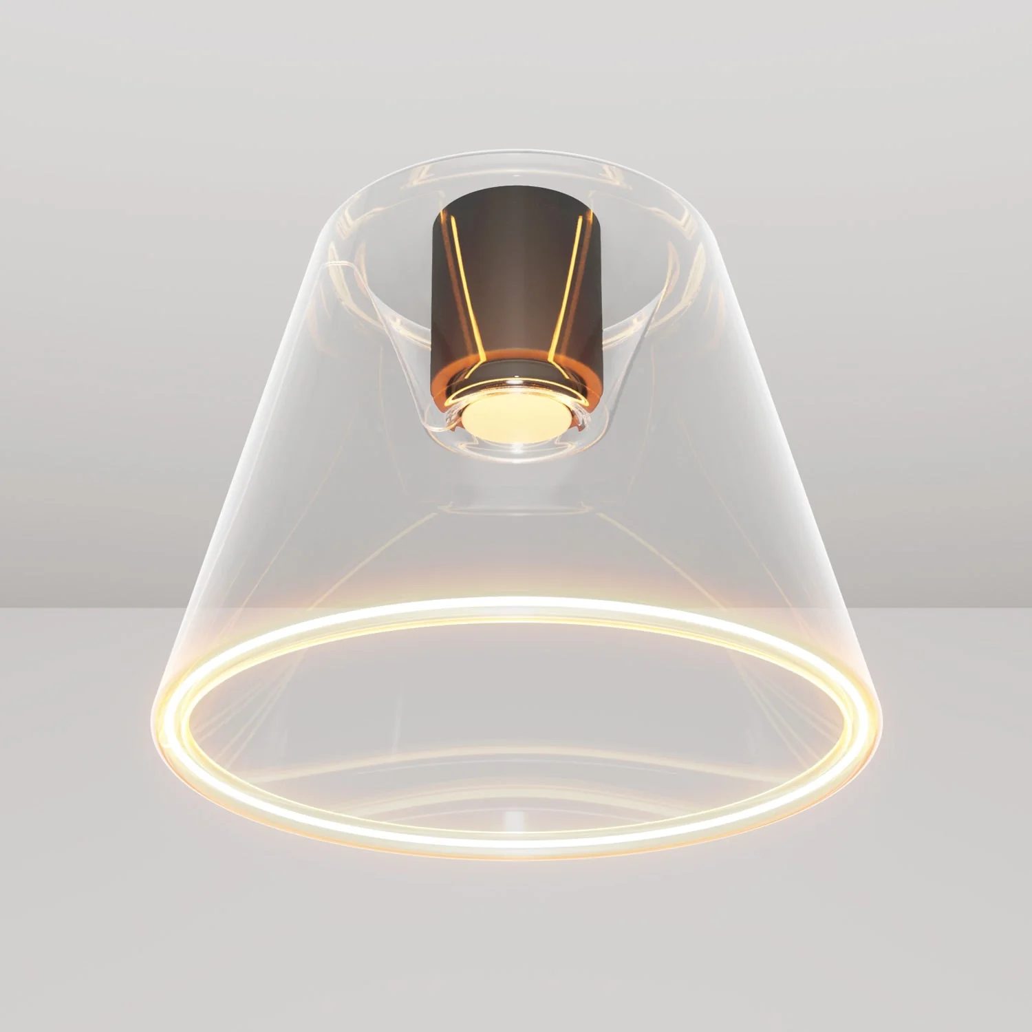 Plafonnier design avec ampoule Ghost en forme de cône transparent - Noir