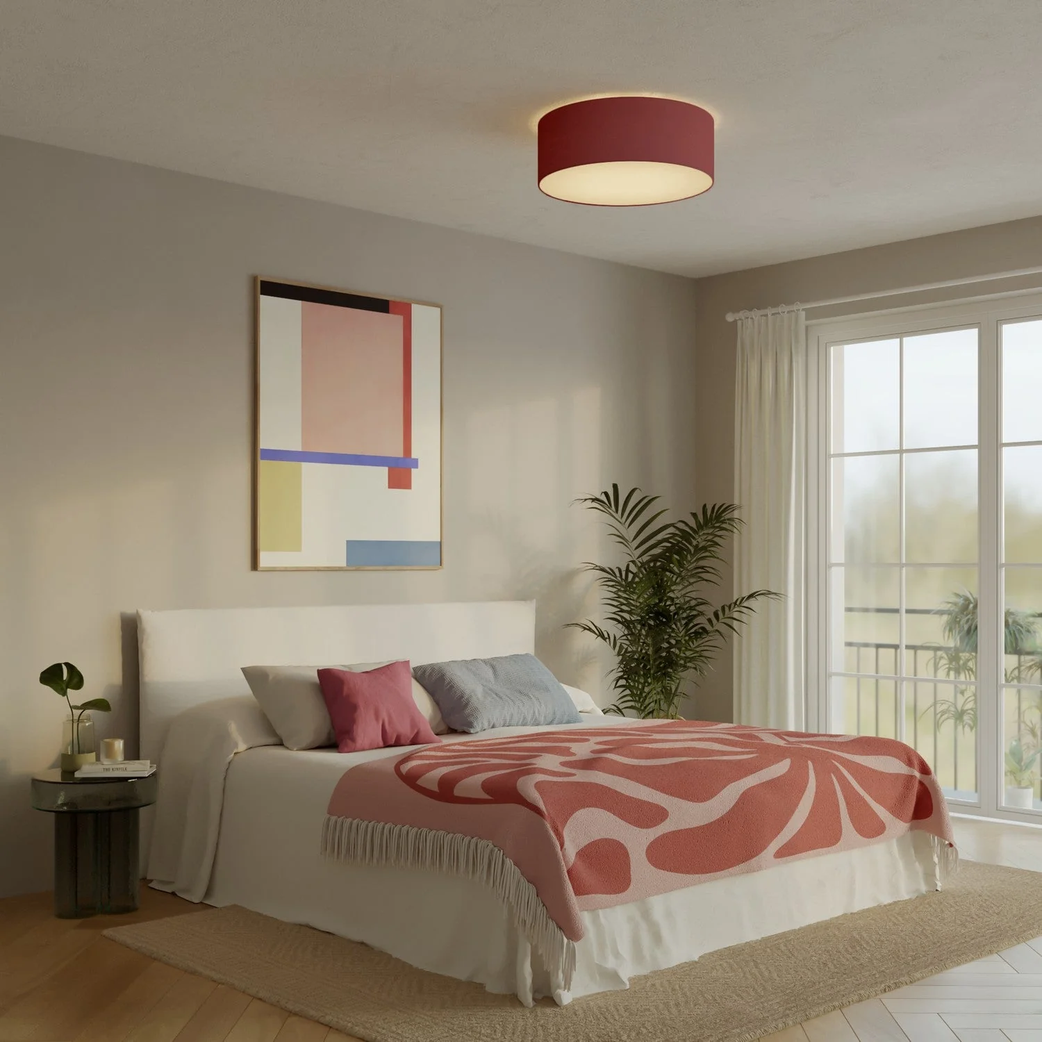 Plafonnier en tissu Large – Made in Italy – Arenal Bordeaux - Image 2