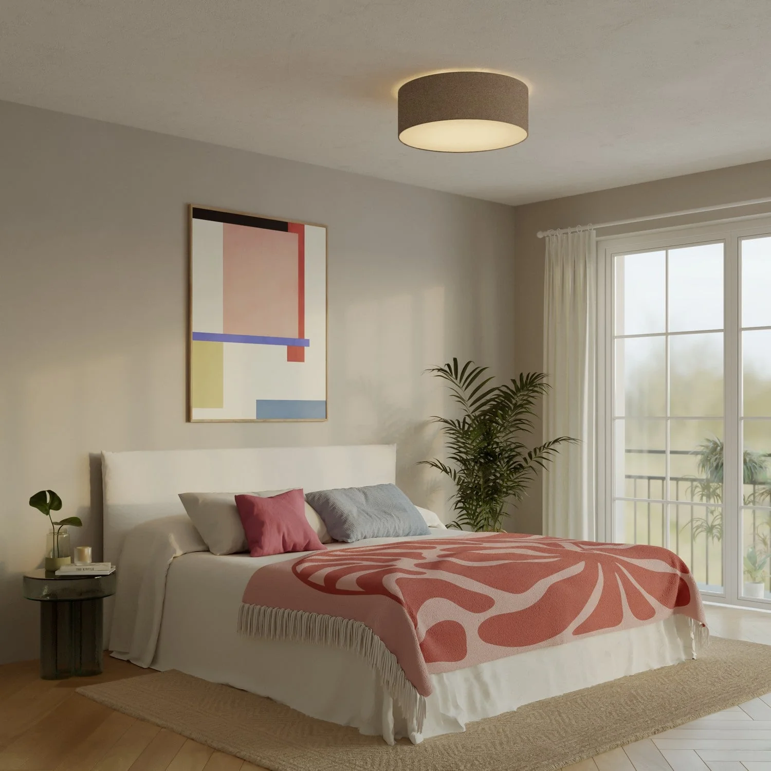 Plafonnier en tissu Large - Made in Italy - Laine Marron - Image 2