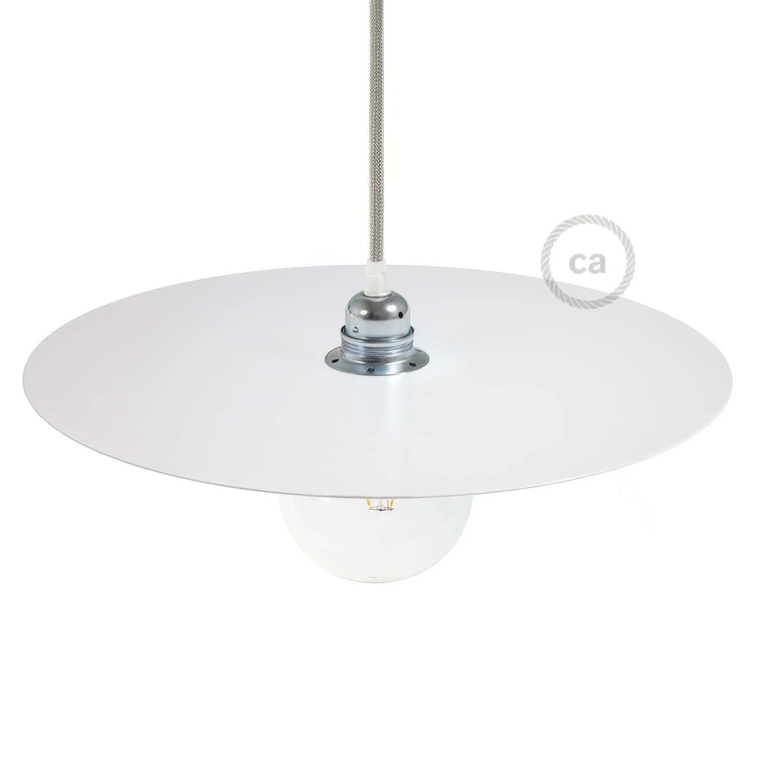 Grand disque Ellepì en fer laqué pour suspensions, diamètre 40 cm - Fabriqué en Italie - Blanc