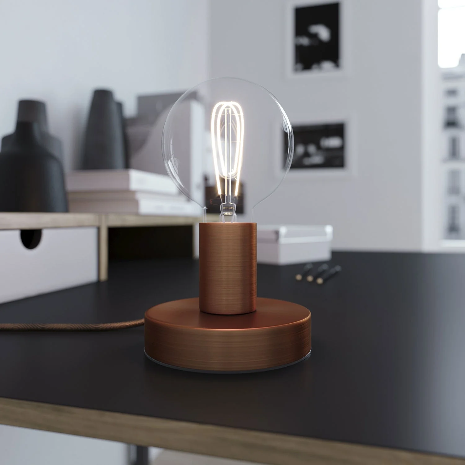 Posaluce - Lampe de table en métal - Cuivre satiné - Image 2
