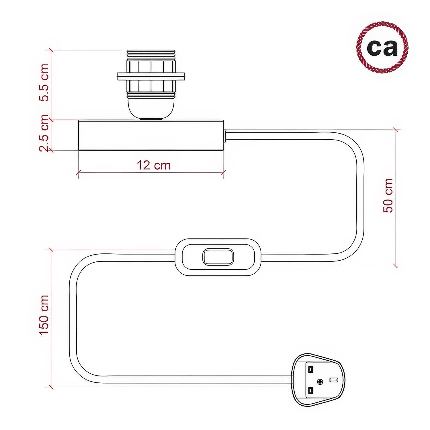 Posaluce pour abat-jour - Lampe de table en métal et fiche UK - Cuivre - Image 4