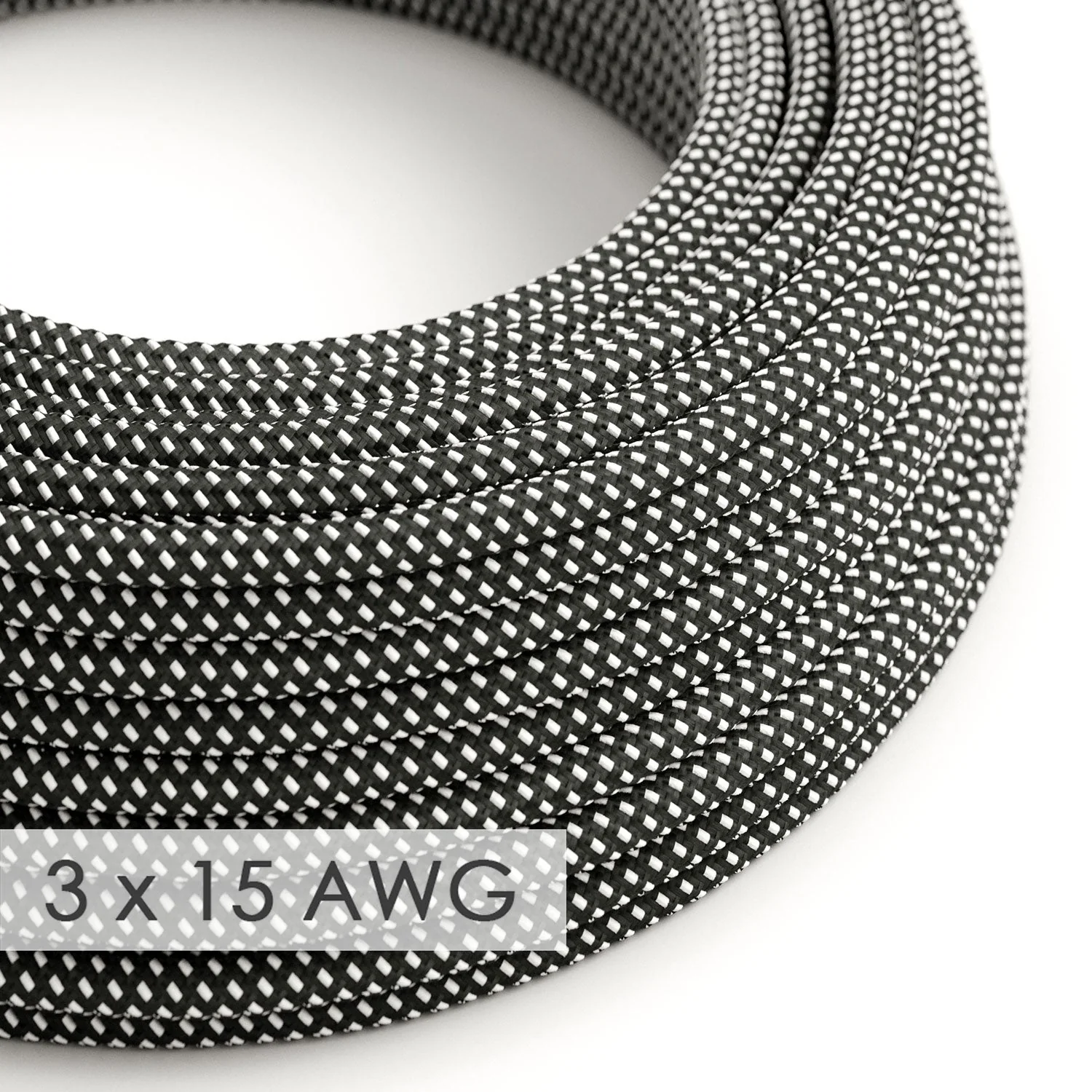 Rallonge - Câble rond 3D Noir Blanc Rayonne RT41 - 15/3 AWG