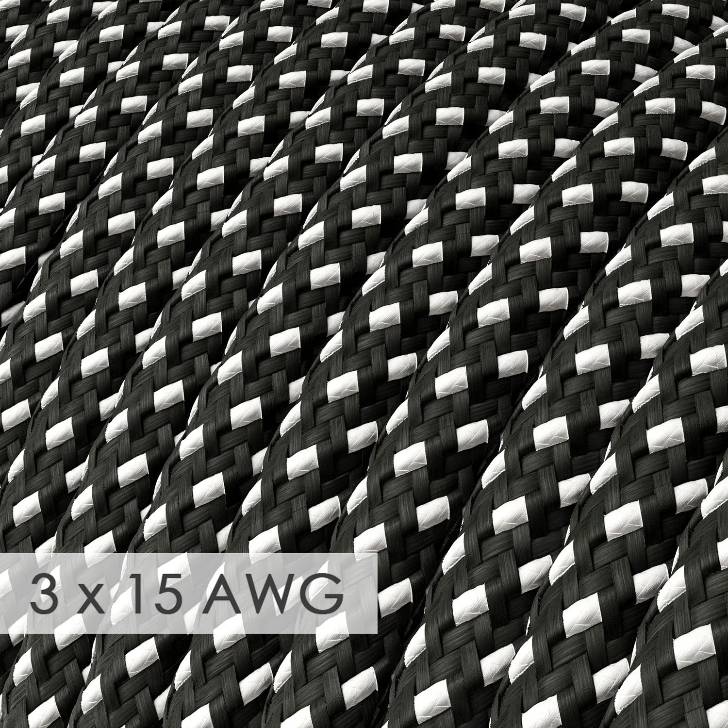 Rallonge - Câble rond 3D Noir Blanc Rayonne RT41 - 15/3 AWG - Image 2