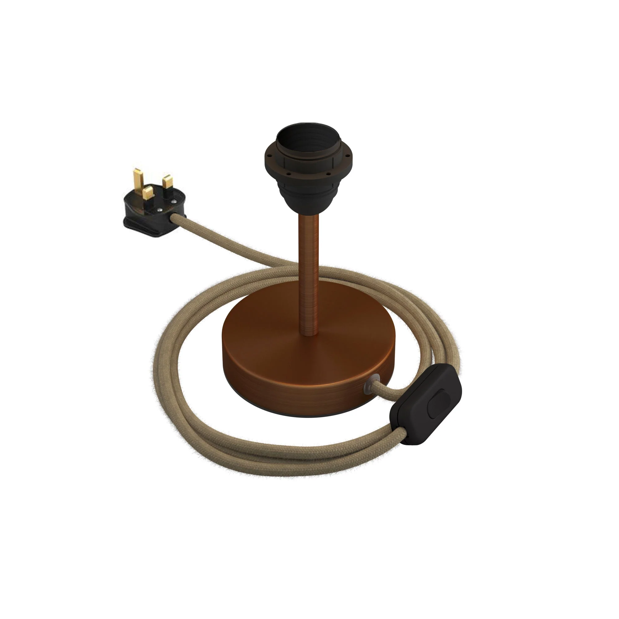 Rehausseur pour abat-jour – Lampe de table en métal et fiche UK – Cuivre satiné - Image 5