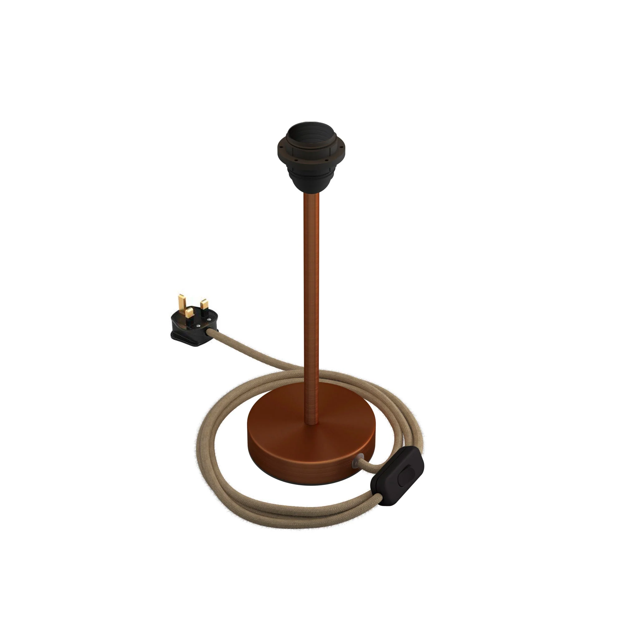 Rehausseur pour abat-jour – Lampe de table en métal et fiche UK – Cuivre satiné - Image 8