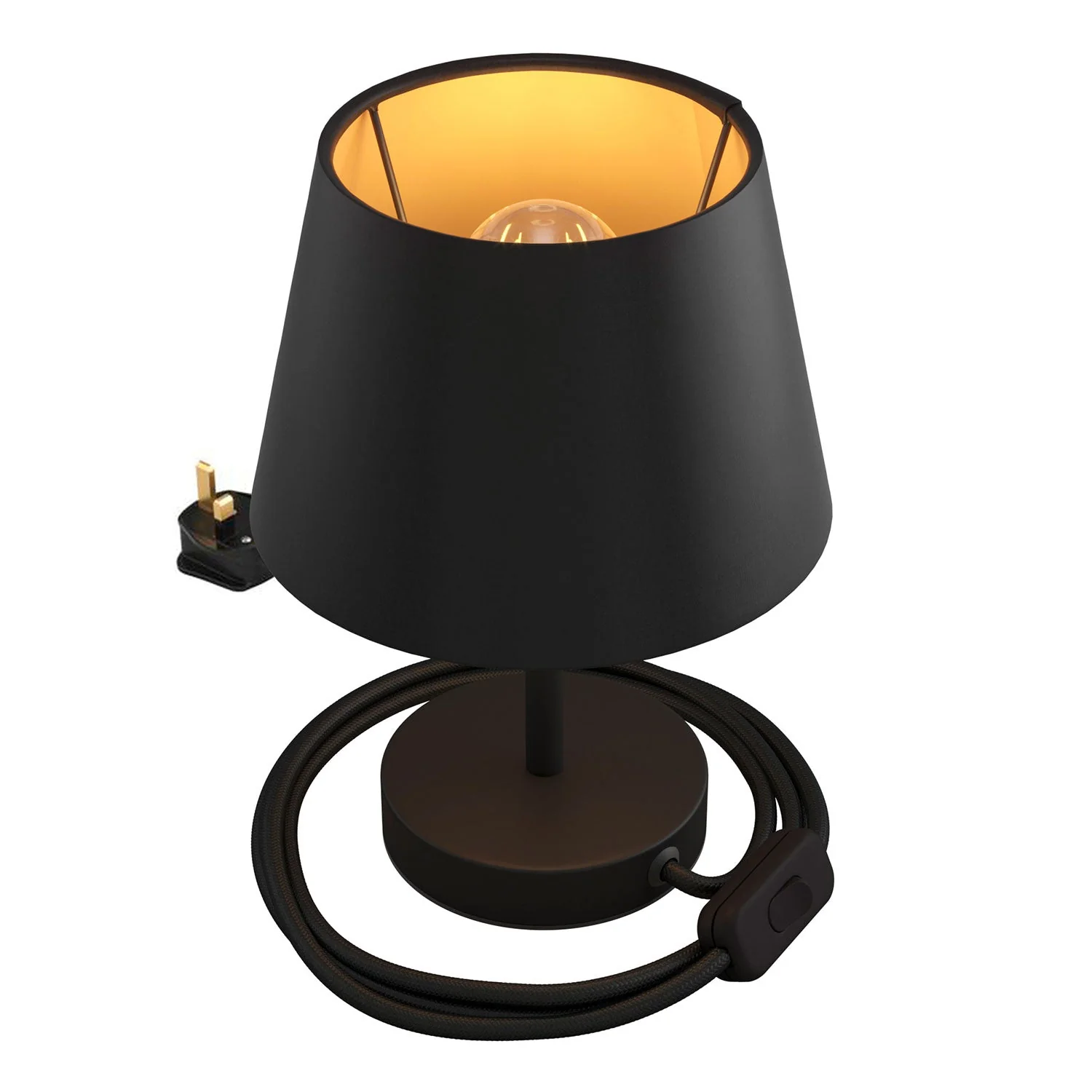 Alzaluce avec abat-jour Impero, lampe de table en métal et fiche UK - Cinette noir