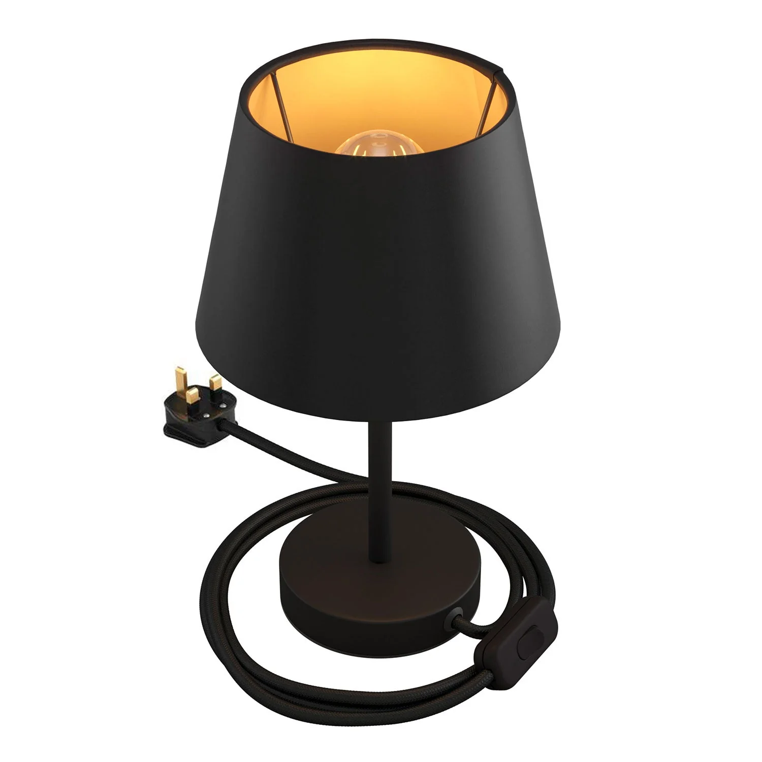 Alzaluce avec abat-jour Impero, lampe de table en métal et fiche UK - Cinette noir - Image 5