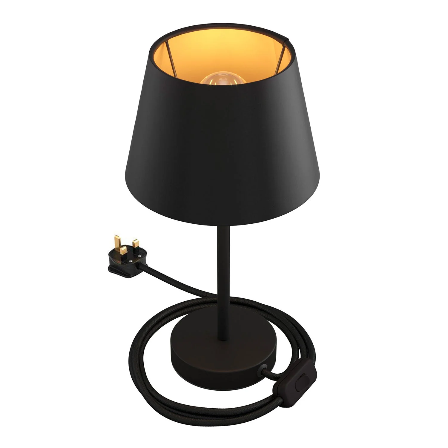 Alzaluce avec abat-jour Impero, lampe de table en métal et fiche UK - Cinette noir - Image 6