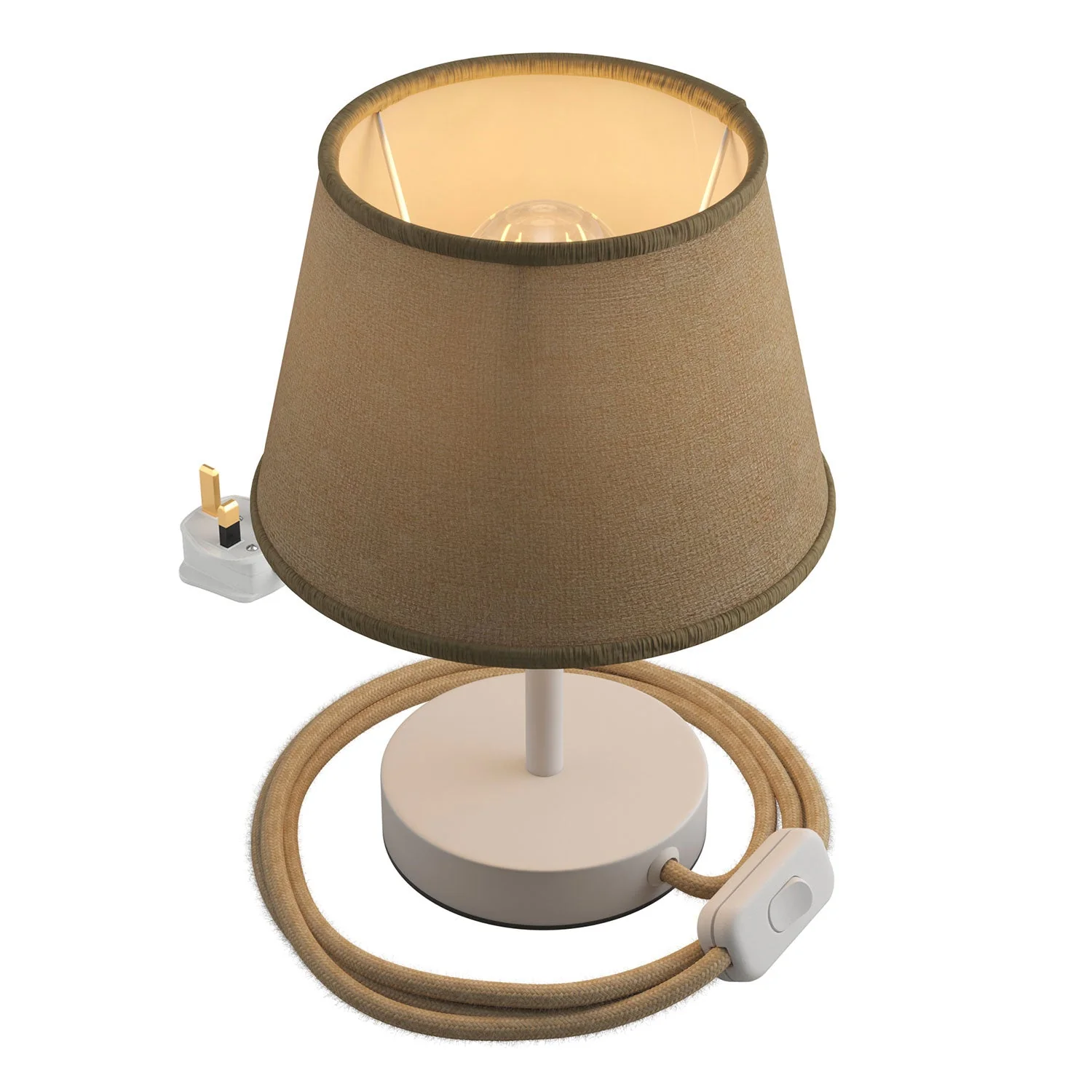 Alzaluce avec abat-jour Impero, lampe de table en métal et fiche UK - Jute naturelle