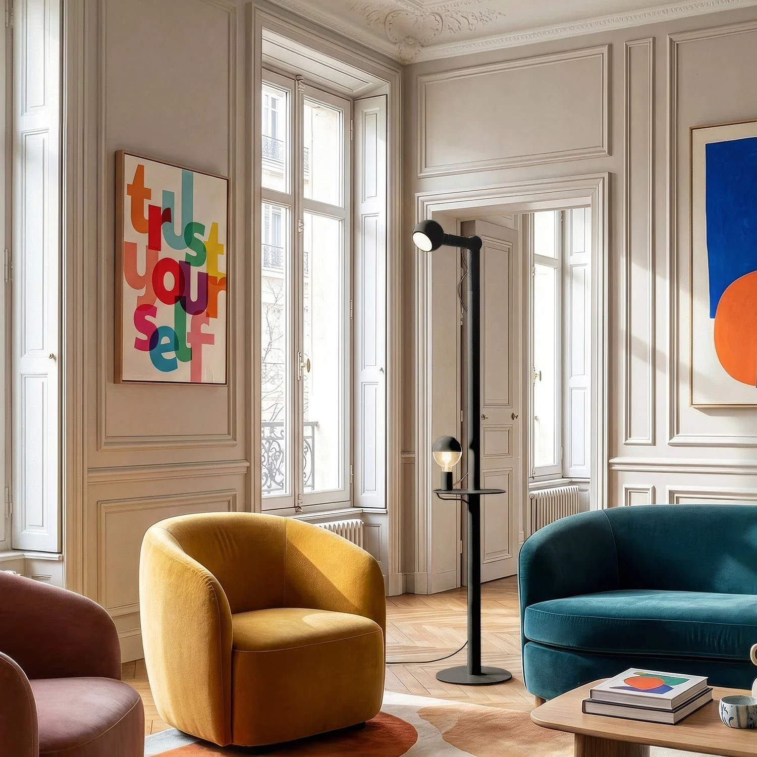 Rocco XXL - Lampadaire avec Fiche UK et Ampoule Maria et Camo - Noir - Image 2