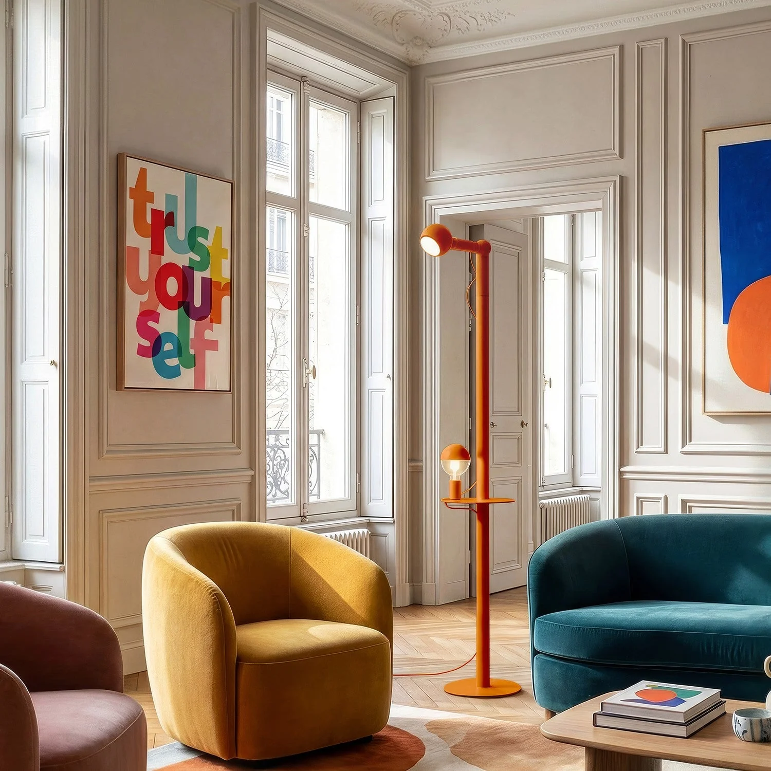 Rocco XXL - Lampadaire avec Fiche UK et Ampoule Maria et Camo - Orange - Image 2