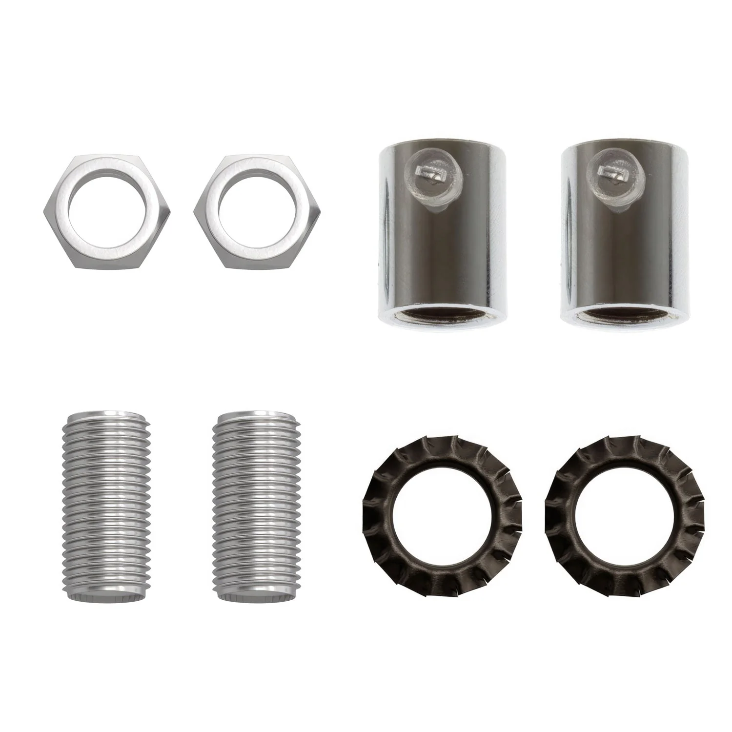 Serre-câble cylindrique en métal complet avec tige, écrou et rondelle - Chrome - Image 4