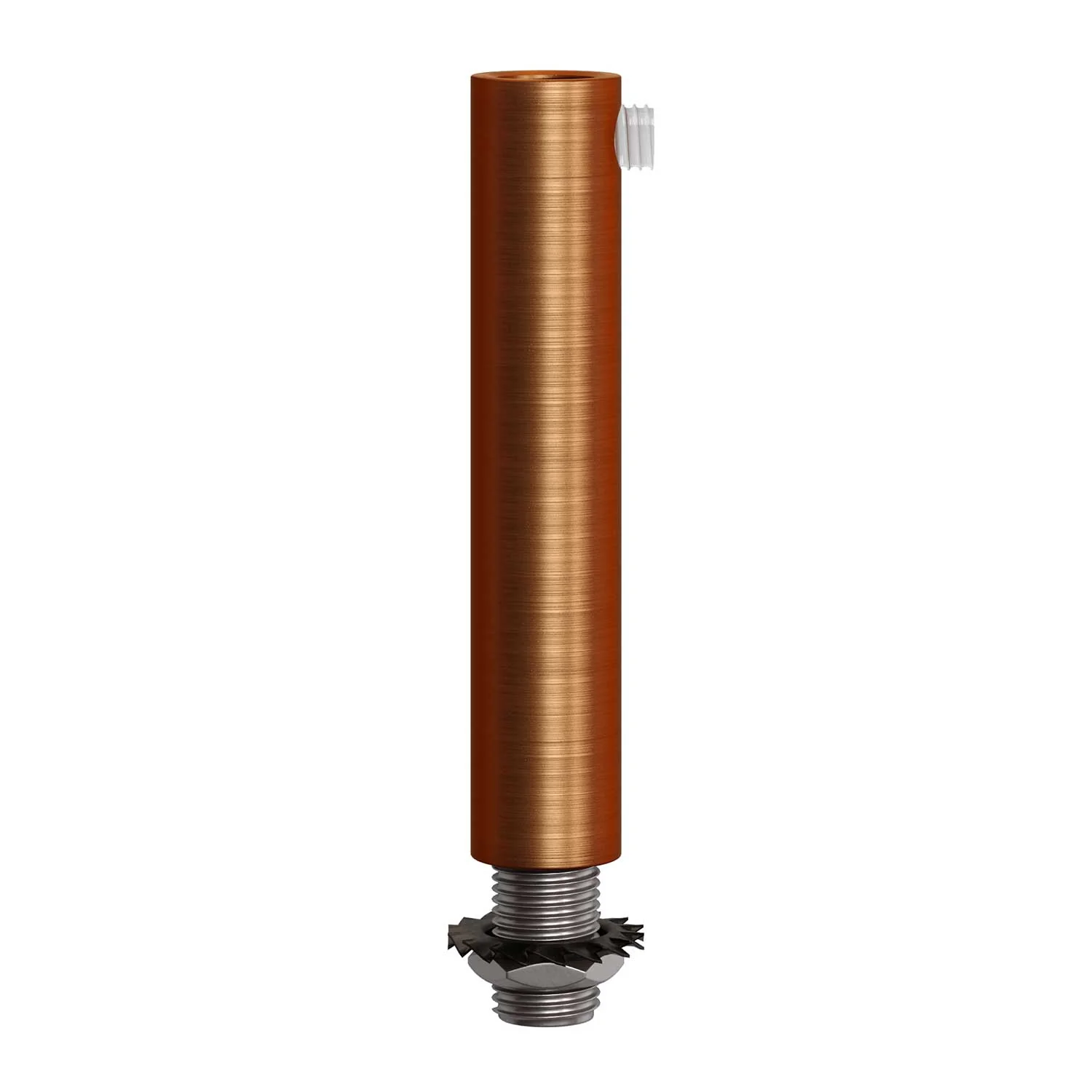 Serre-câble cylindrique en métal longueur 7 cm complet avec tige, écrou et rondelle - Cuivre brossé