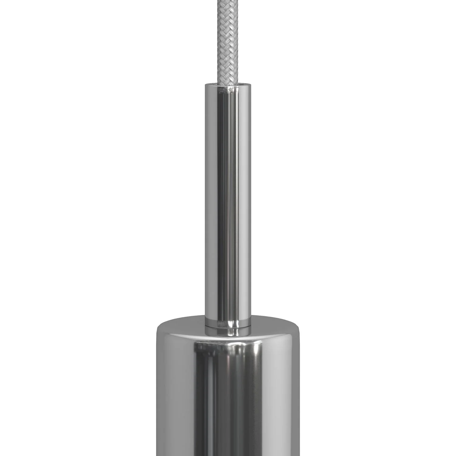 Serre-câble cylindrique en métal longueur 7 cm complet de tige, écrou et rondelle - Chrome - Image 2