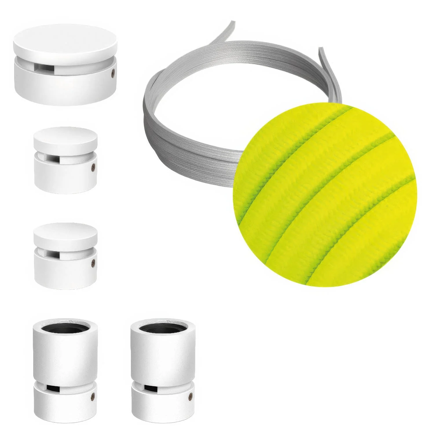 Système Filé Wiggle Kit - avec câble CF10 de 3 m pour guirlande lumineuse et 5 composants en bois peint en blanc pour intérieur
