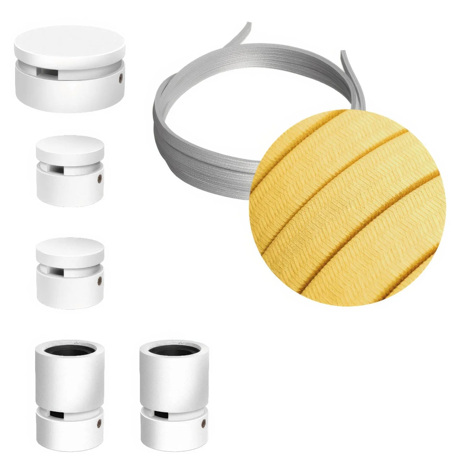 Système Filé Wiggle Kit - avec câble CM10 de 3 m pour guirlande lumineuse et 5 éléments en bois laqué blanc pour l'intérieur