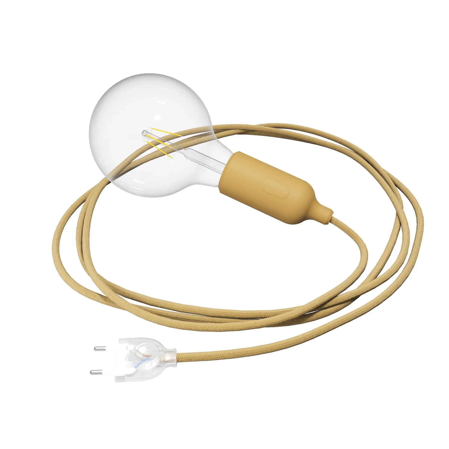 Snake Lampe en silicone avec interrupteur et fiche - Moutarde