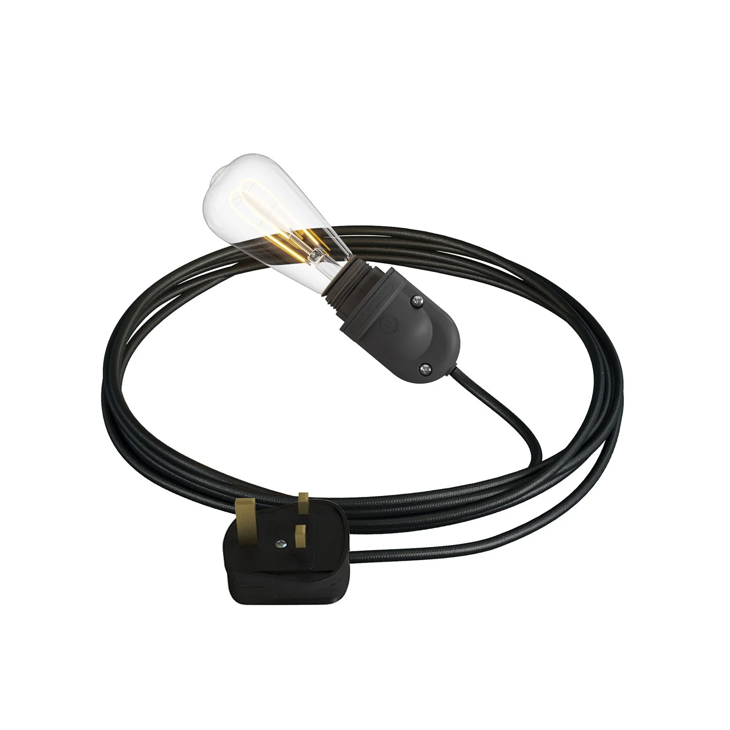 Snake Modulair, lampe portable d'extérieur, câble textile de 5 m, douille IP65 et fiche UK - Noir