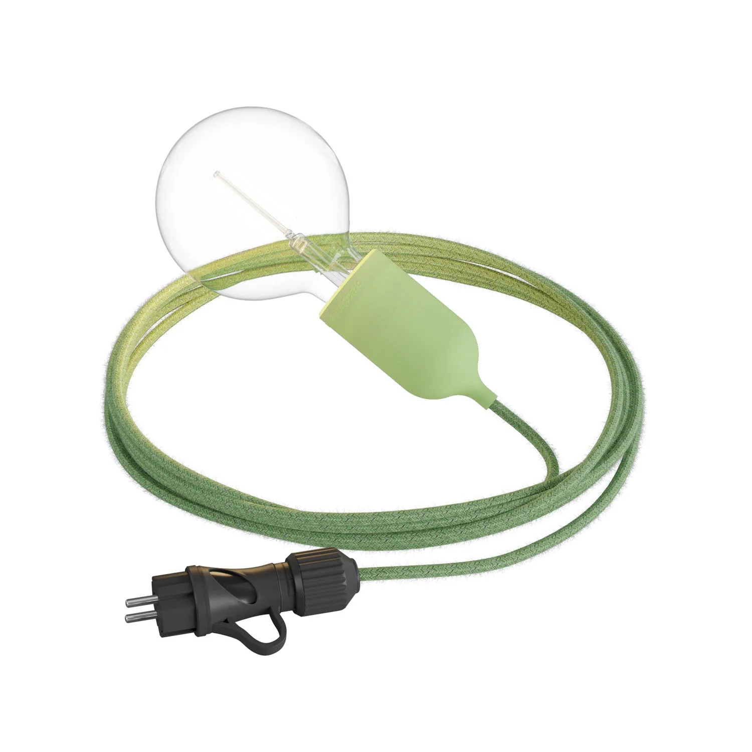 Snake Modulair Pastel, lampe portable pour extérieur, 5 m de câble textile, douille IP65 et fiche - Vert prairie