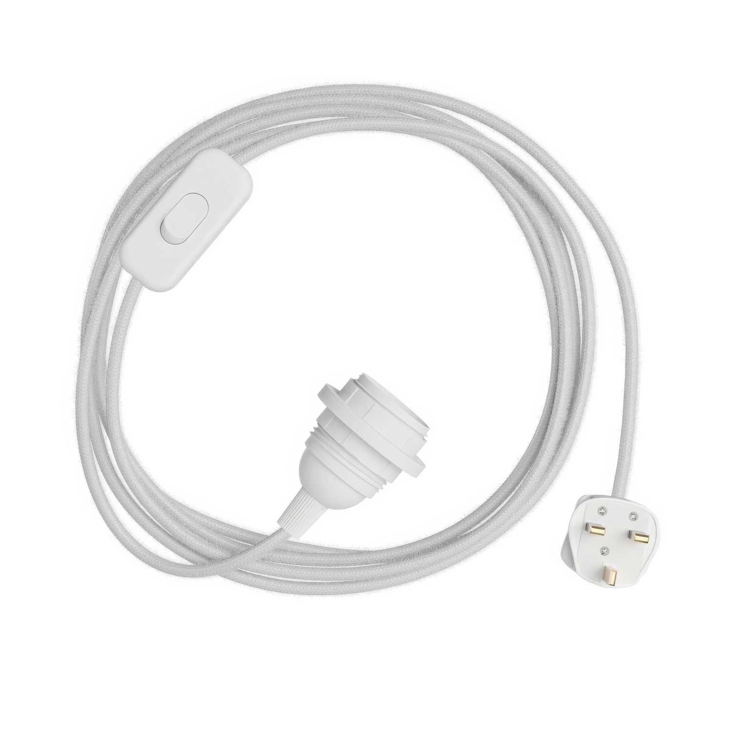SnakeBis pour abat-jour - Câblage avec douille, câble en tissu coloré RC01 et fiche UK